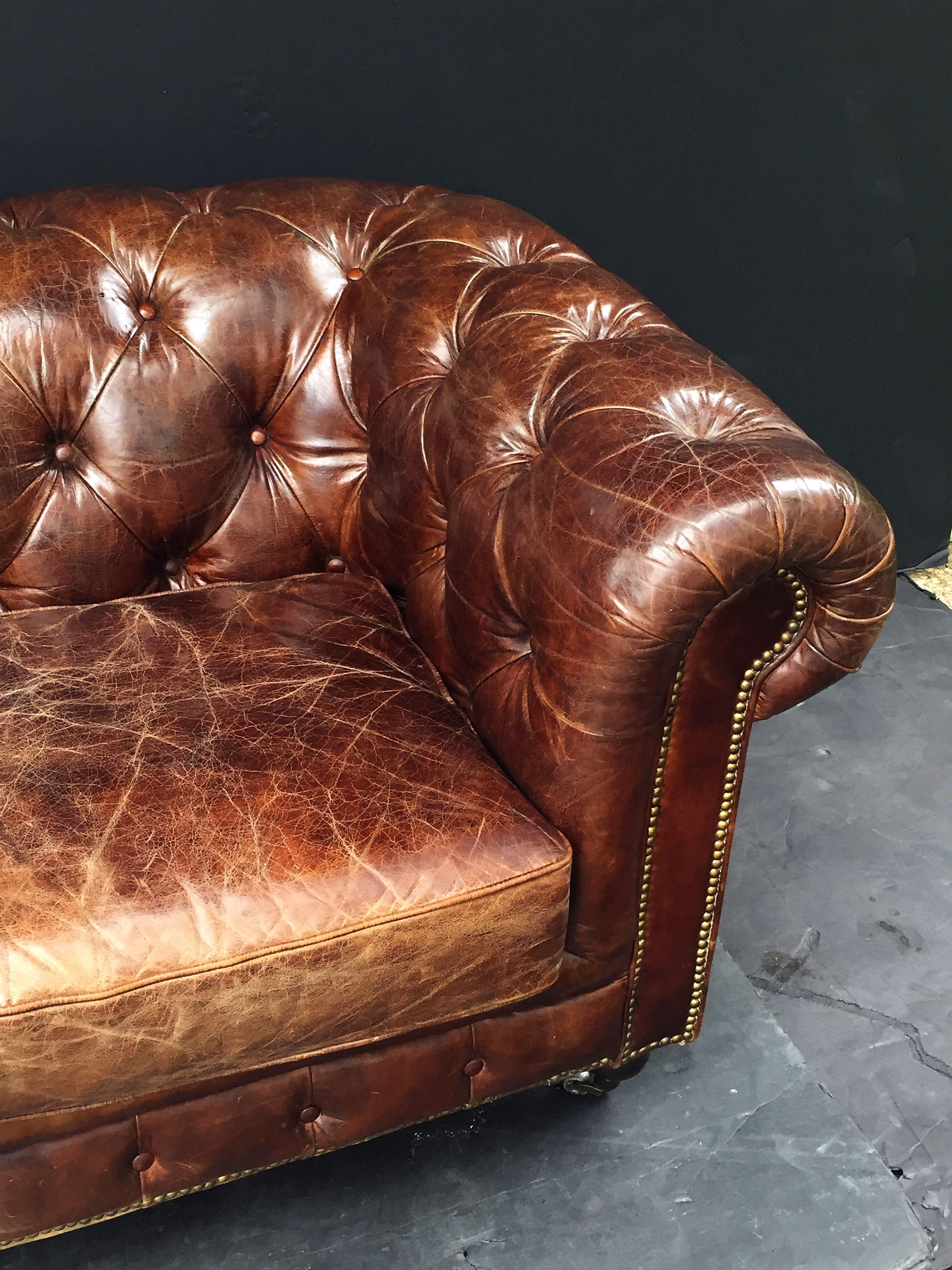 English Chesterfield Sofa of Tufted Leather 6