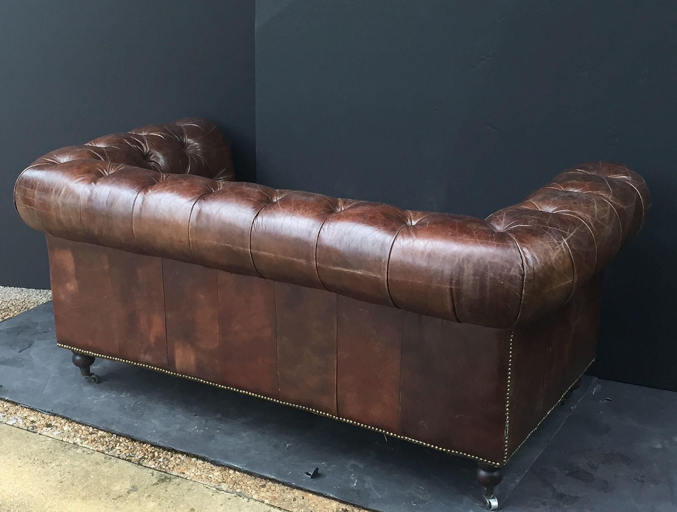 English Chesterfield Sofa of Tufted Leather 8