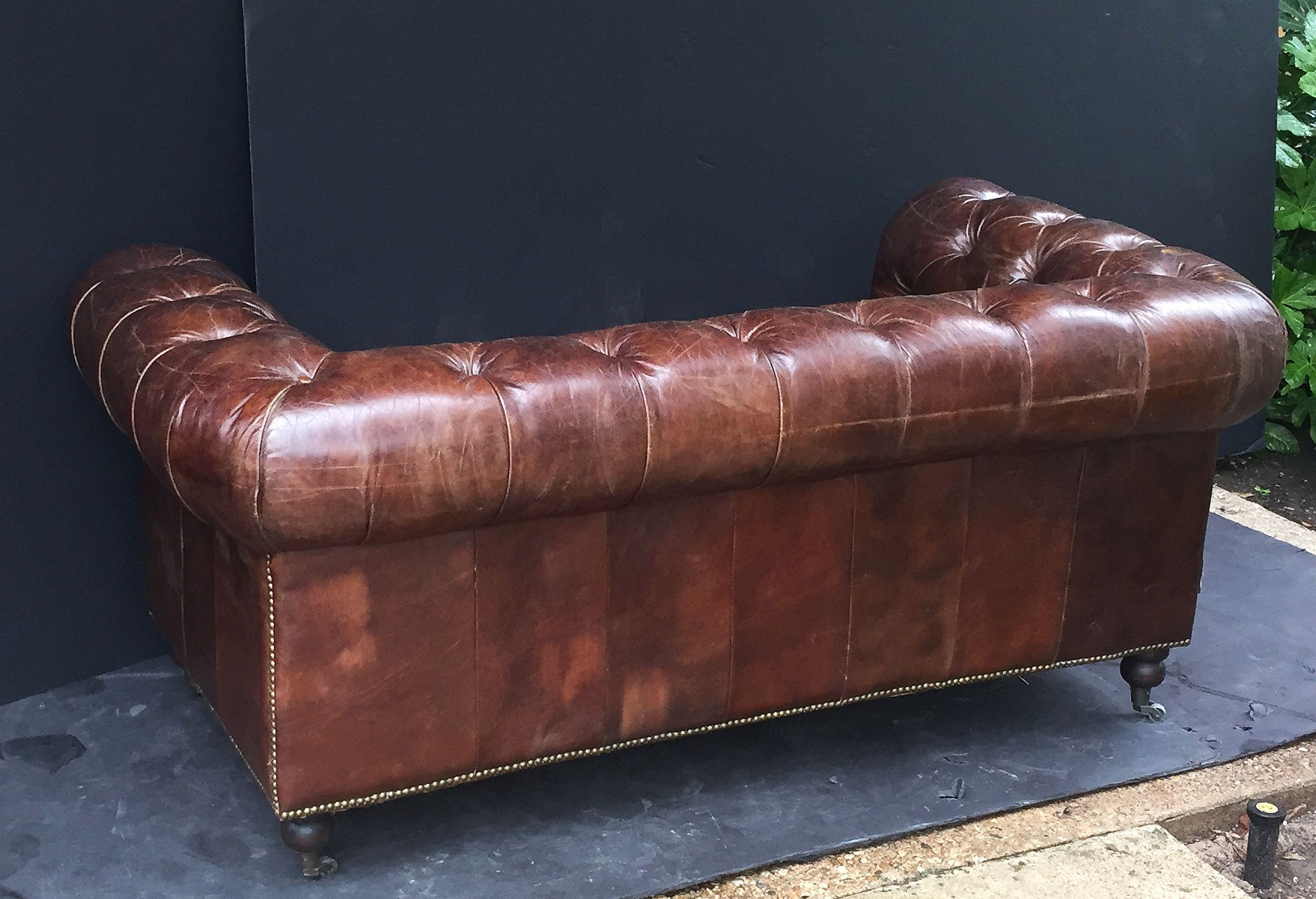 English Chesterfield Sofa of Tufted Leather 9