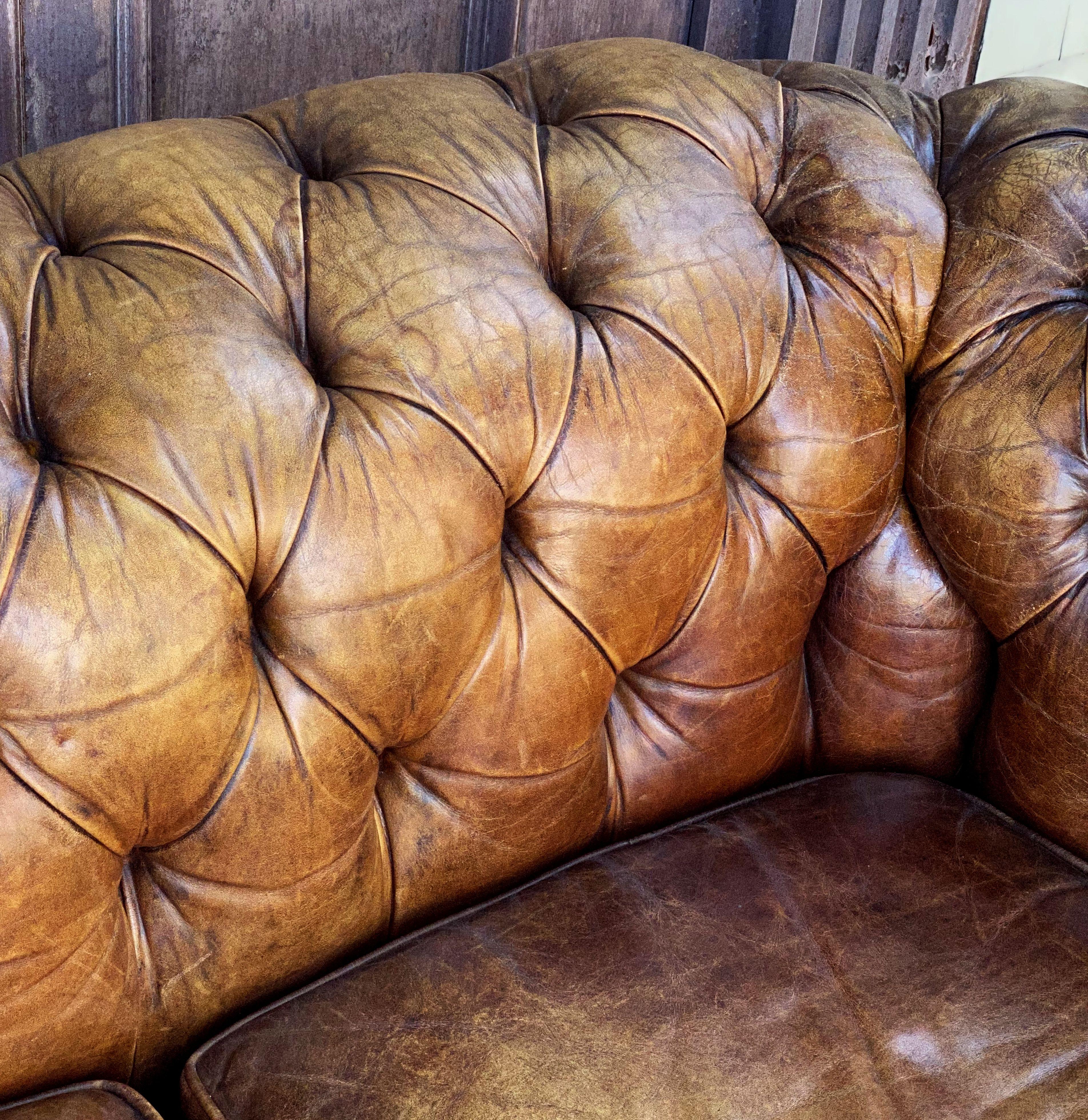 English Chesterfield Sofa of Tufted Leather 9