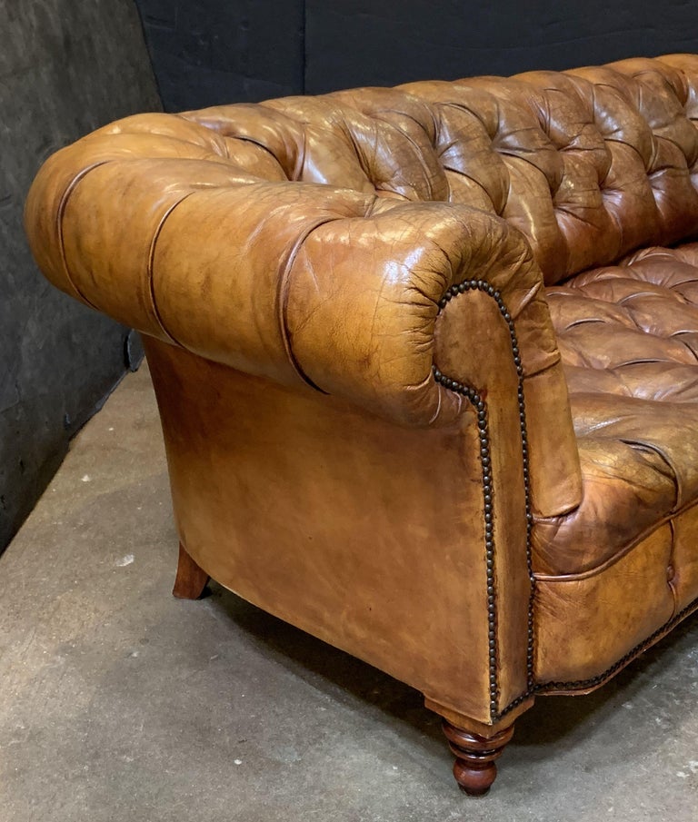 English Chesterfield Sofa of Tufted Leather at 1stDibs