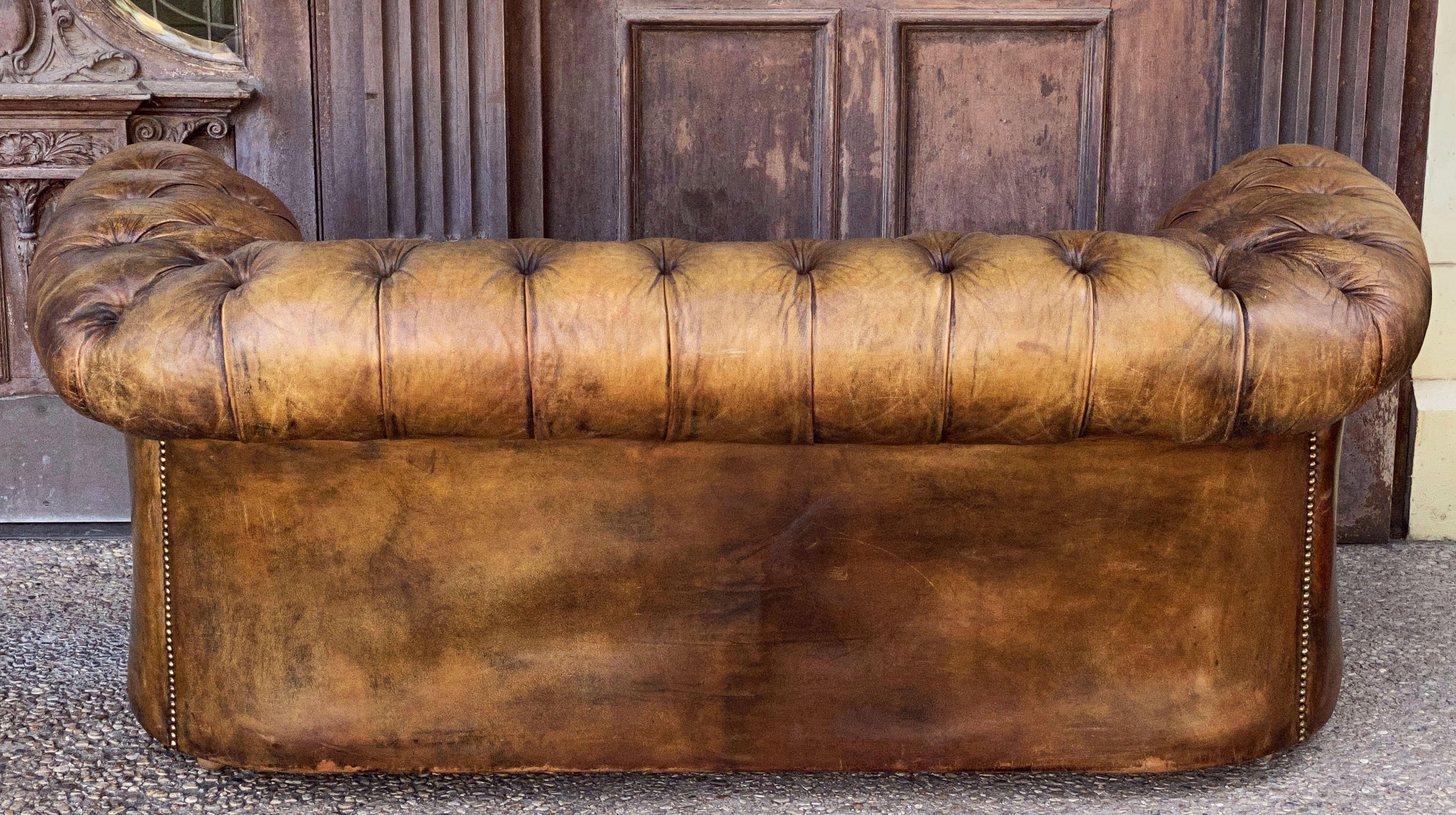 English Chesterfield Sofa of Tufted Leather 14