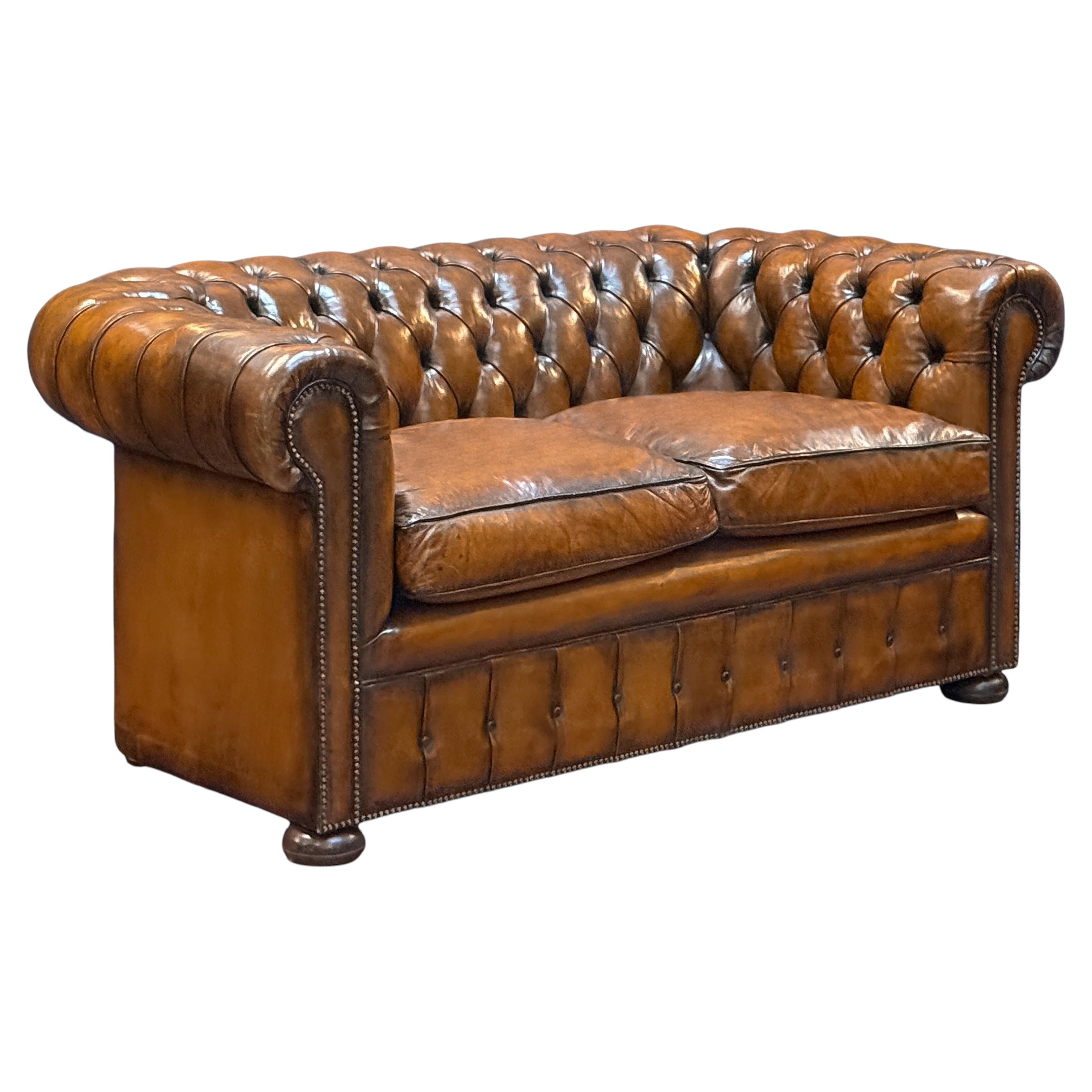 English Chesterfield Sofa of Tufted Leather For Sale