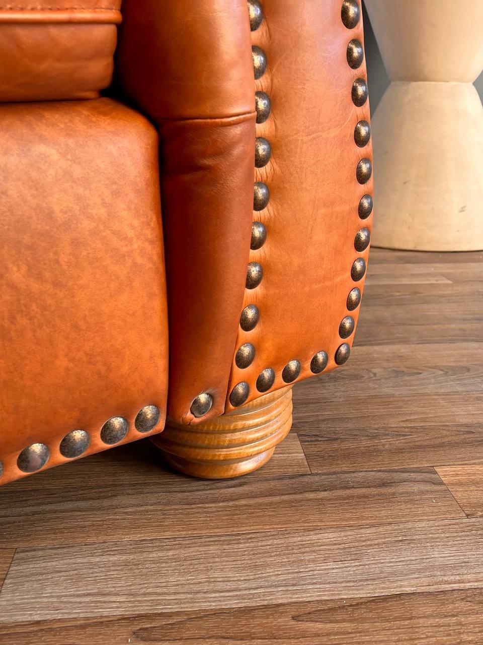 English Chesterfield Style Italian Leather Sofa 5