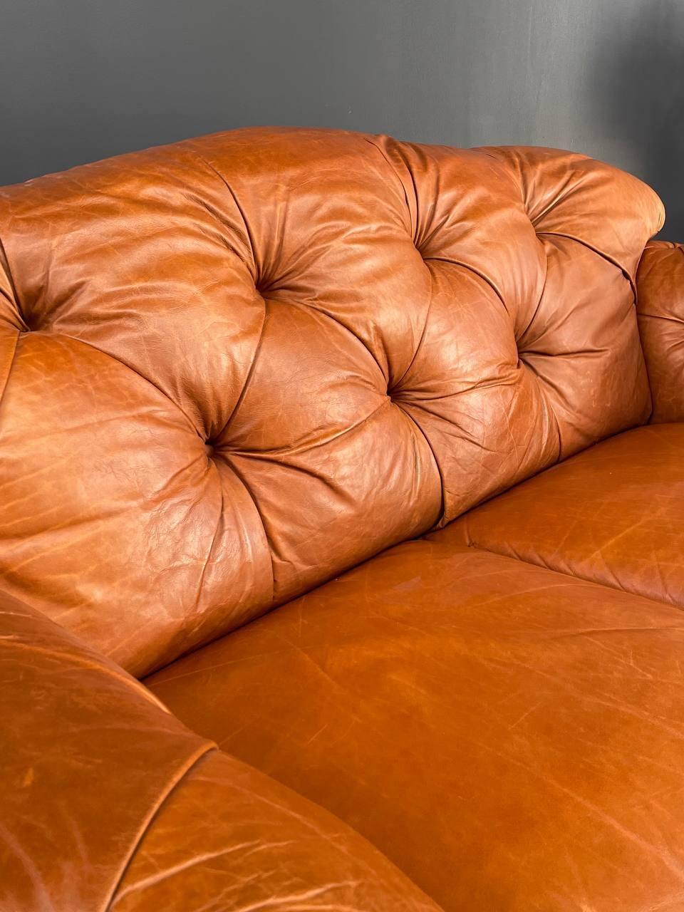 English Chesterfield Style Italian Leather Sofa 1
