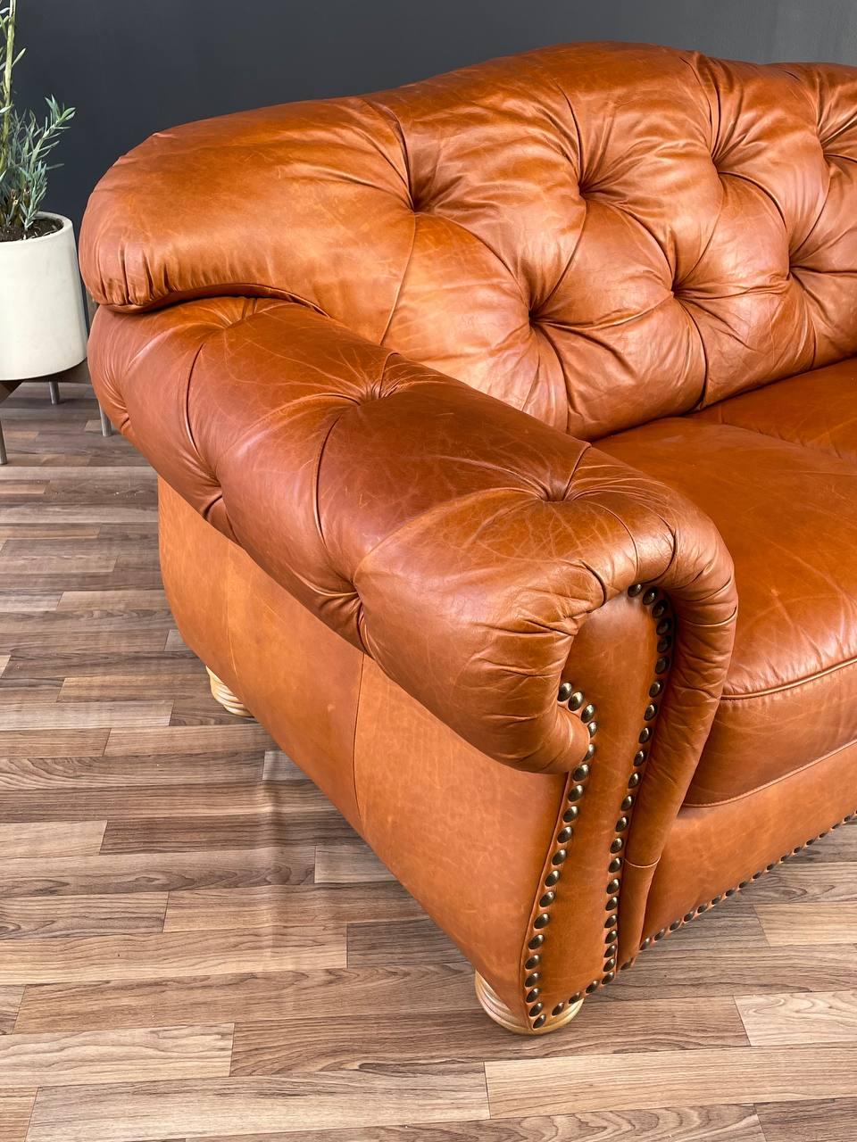 English Chesterfield Style Italian Leather Sofa 2