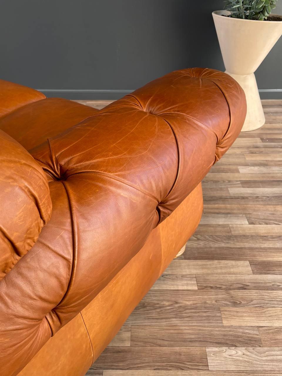 English Chesterfield Style Italian Leather Sofa 3