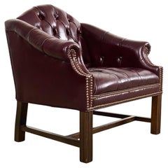 English Chesterfield Style Leather Library Chair