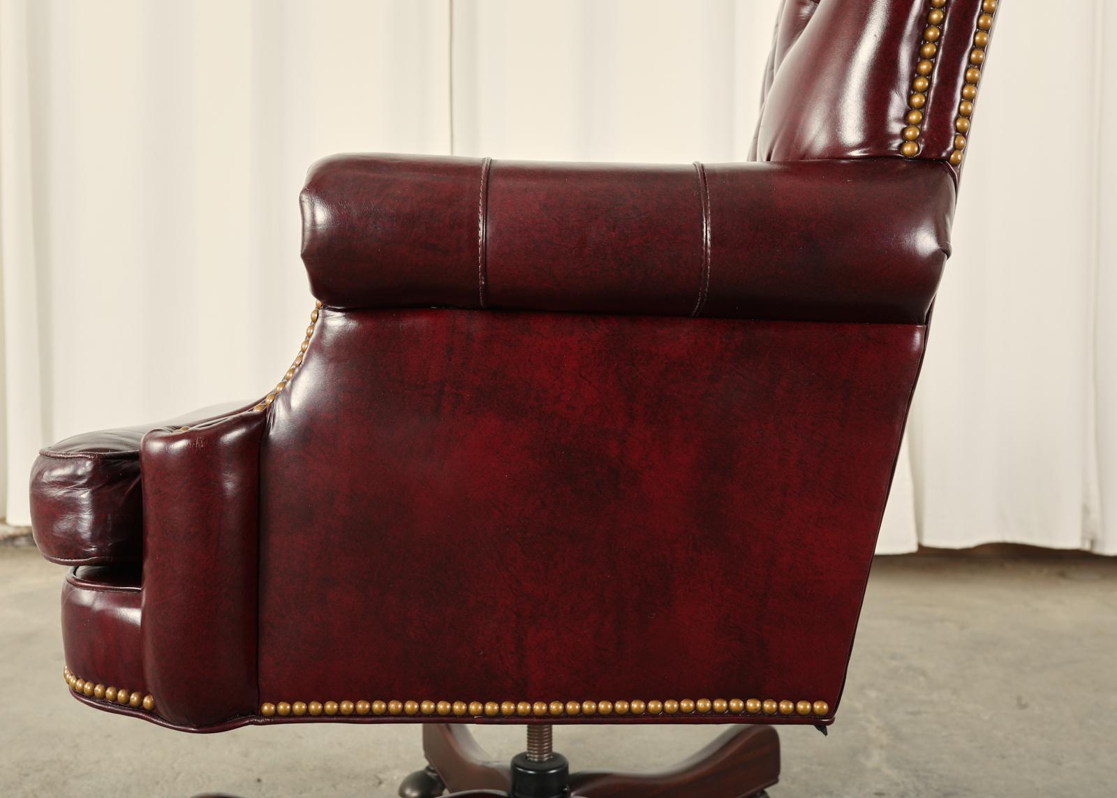 English Chesterfield Style Tufted Leather Executive Desk Chair 1