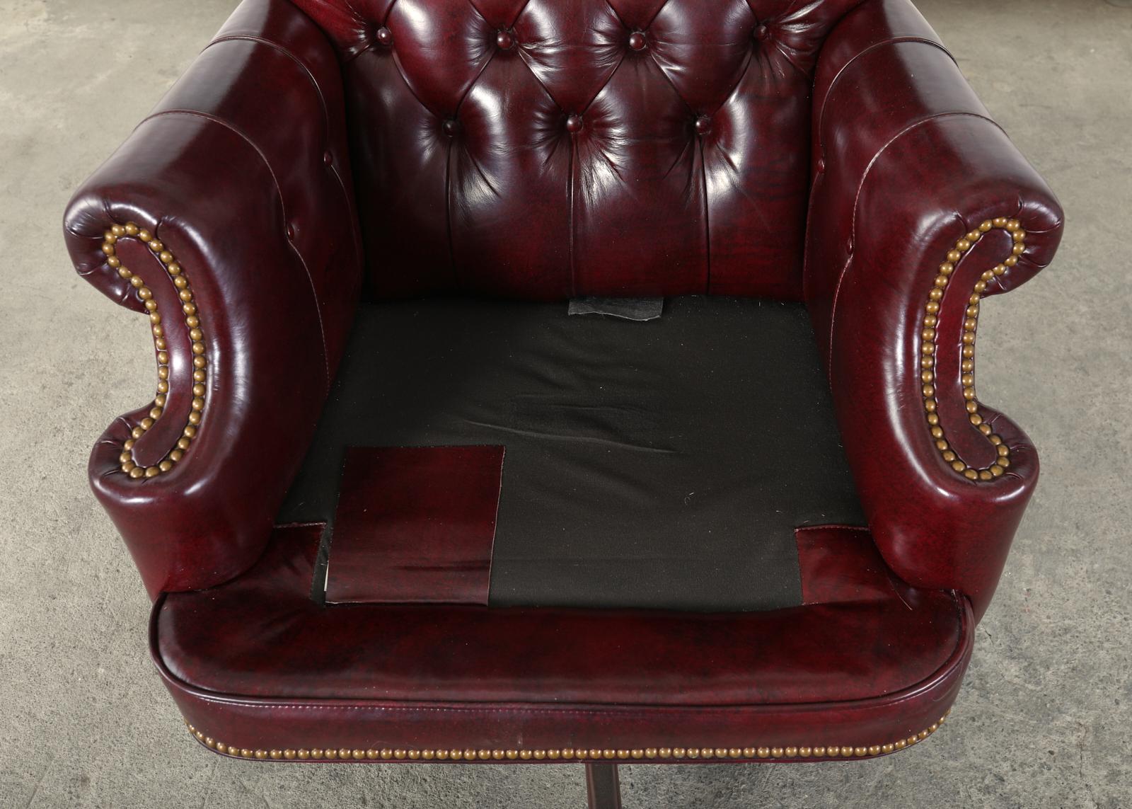 English Chesterfield Style Tufted Leather Executive Desk Chair 4