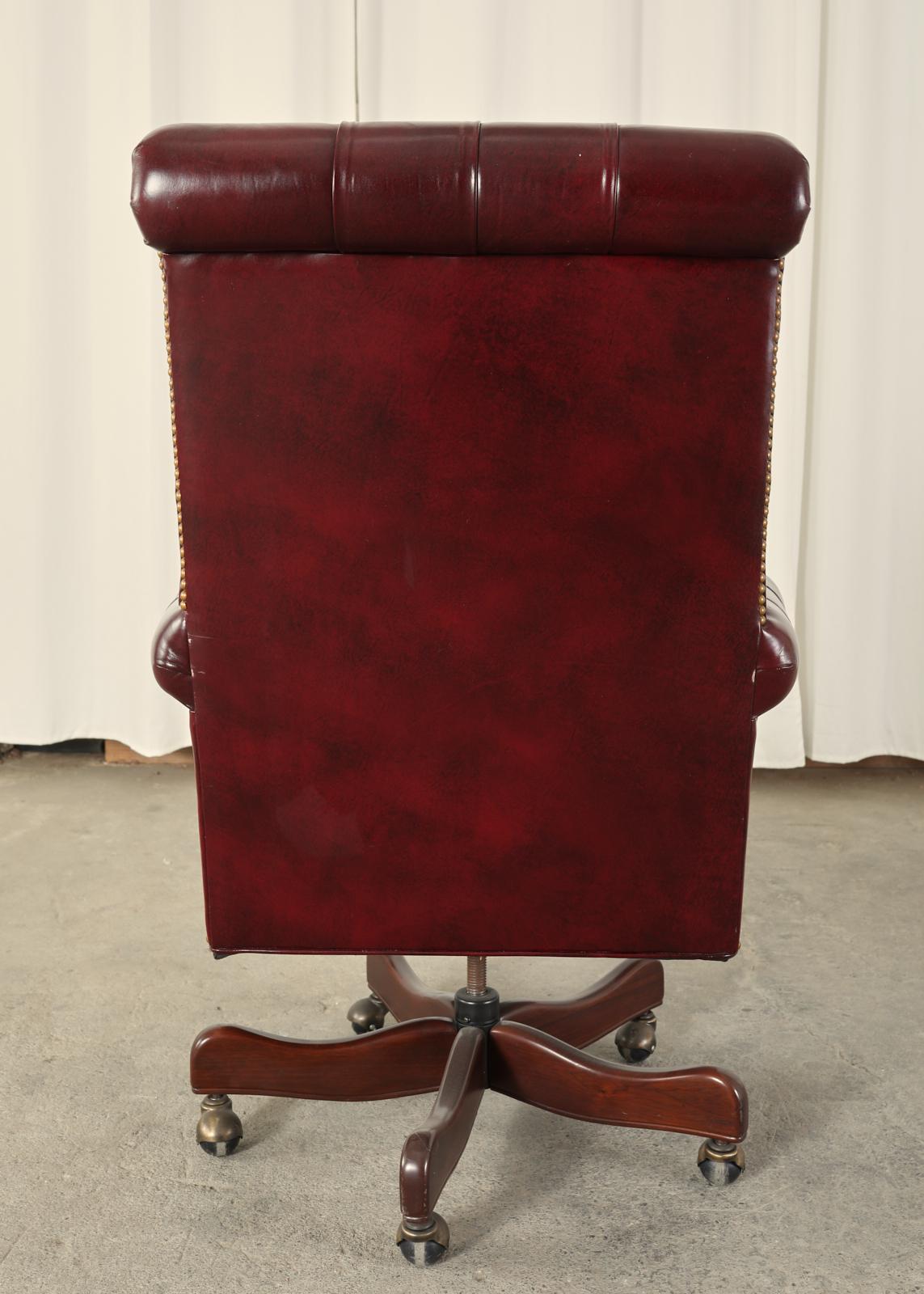 English Chesterfield Style Tufted Leather Executive Desk Chair 6
