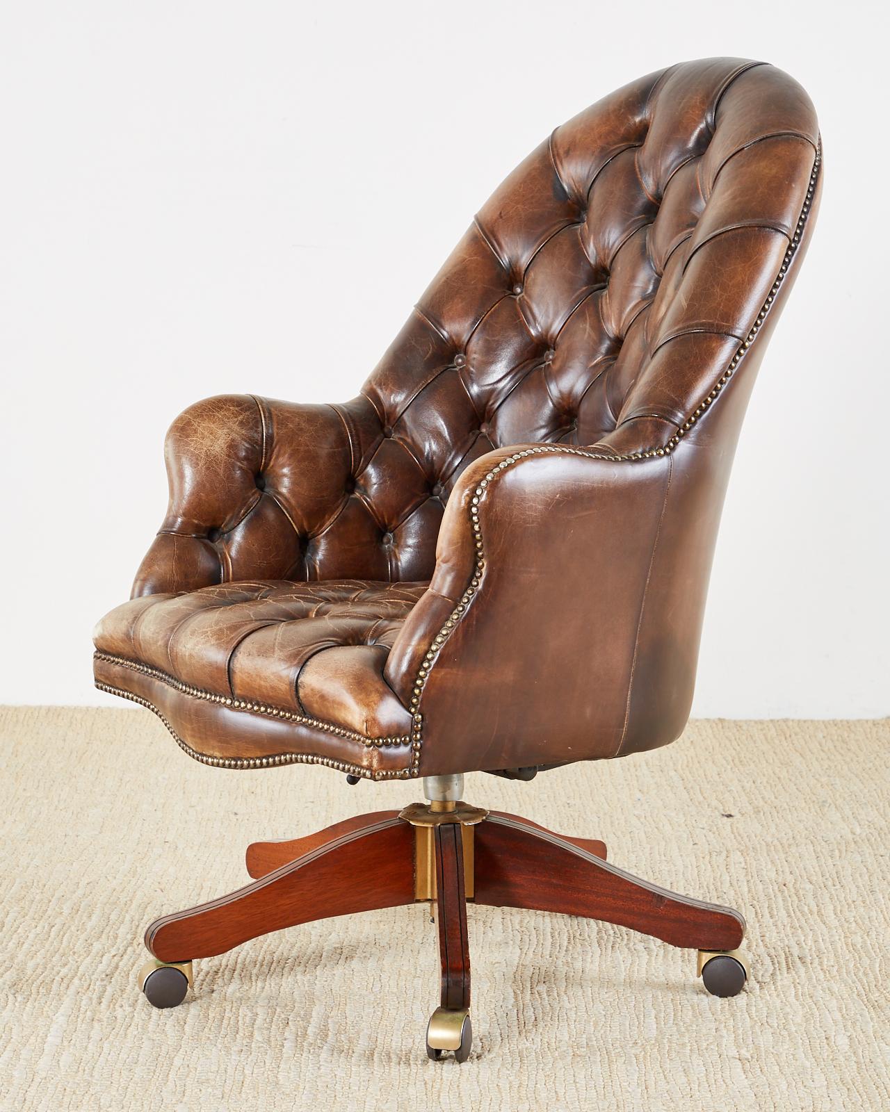 tufted leather desk chair
