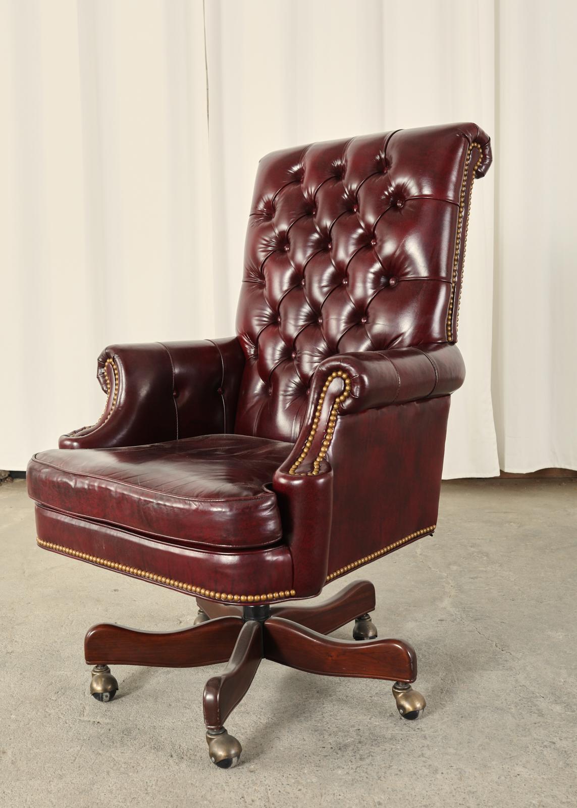 Hand-Crafted English Chesterfield Style Tufted Leather Executive Desk Chair