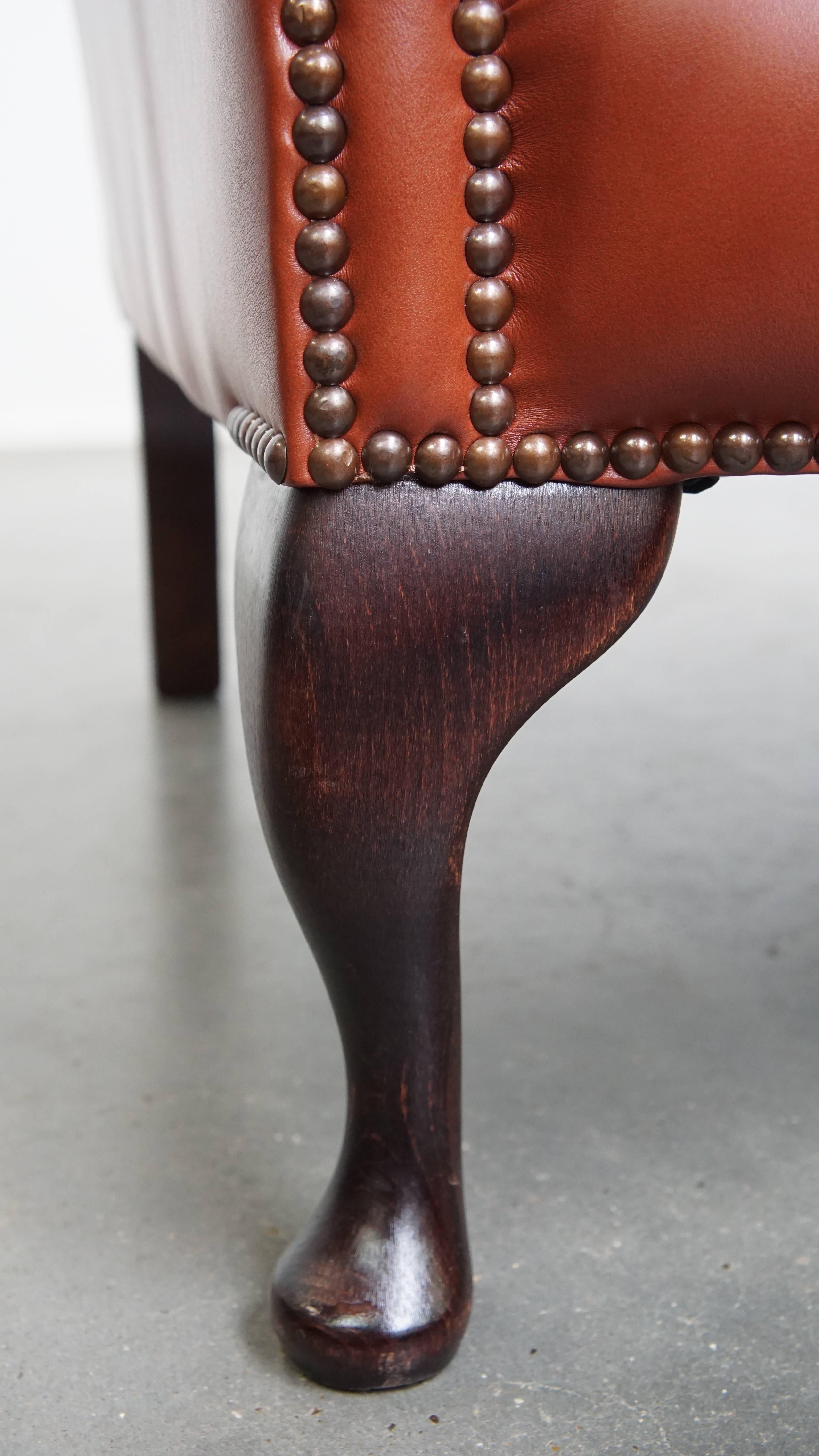 Sedia Chesterfield Wingback inglese in pelle di vacchetta in vendita 3