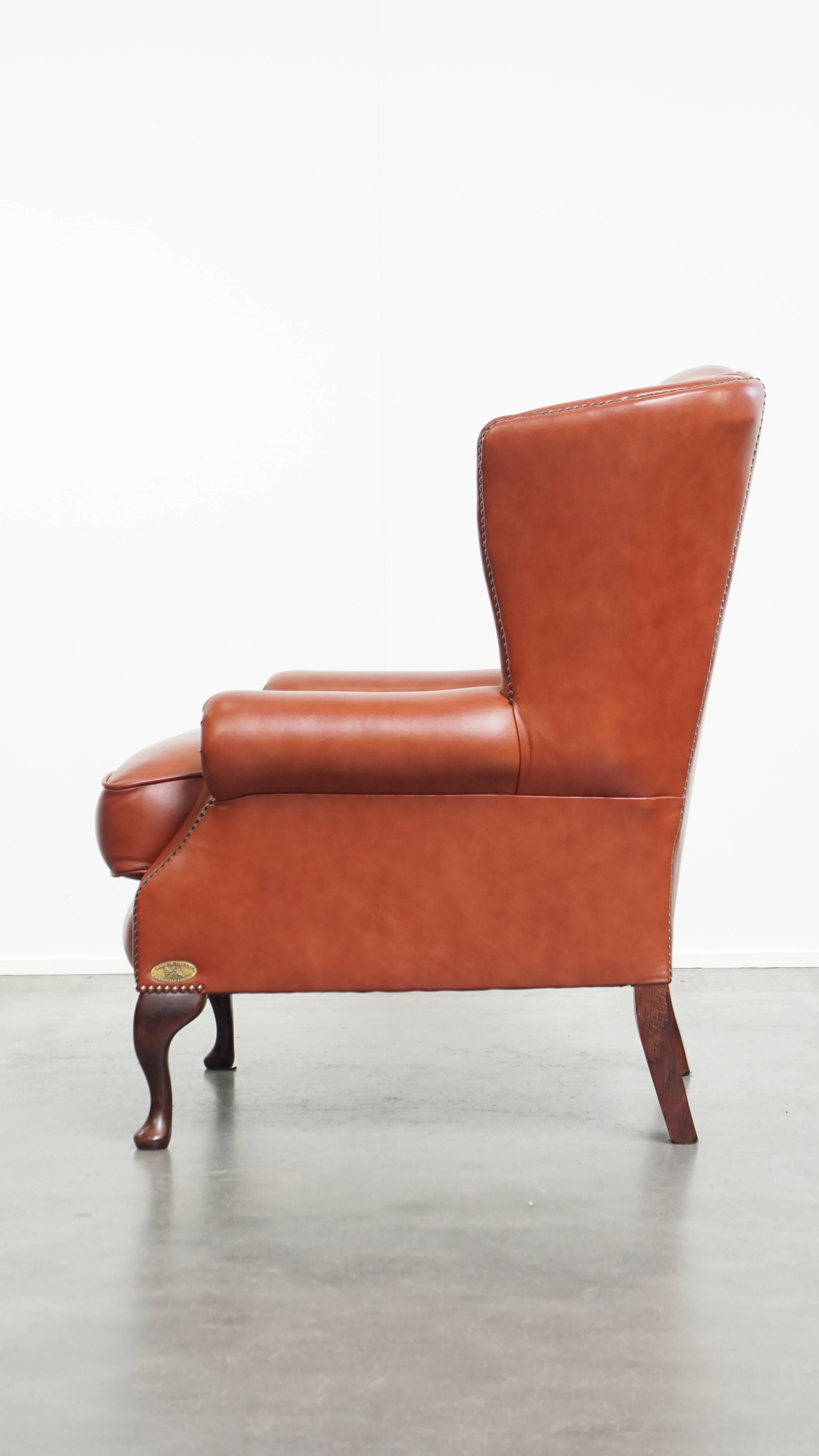 Sedia Chesterfield Wingback inglese in pelle di vacchetta In condizioni buone in vendita a Harderwijk, NL