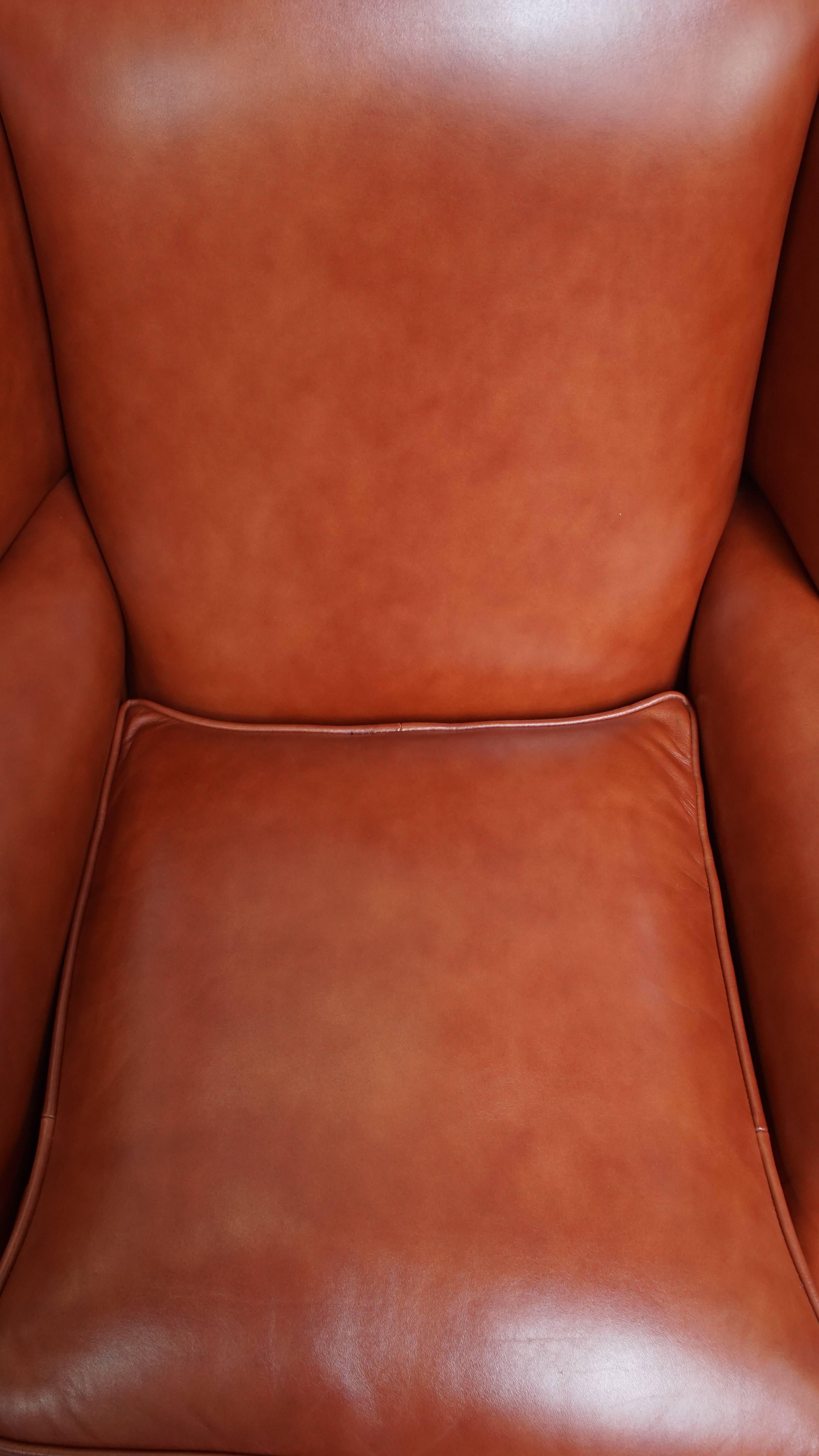XXI secolo e contemporaneo Sedia Chesterfield Wingback inglese in pelle di vacchetta in vendita