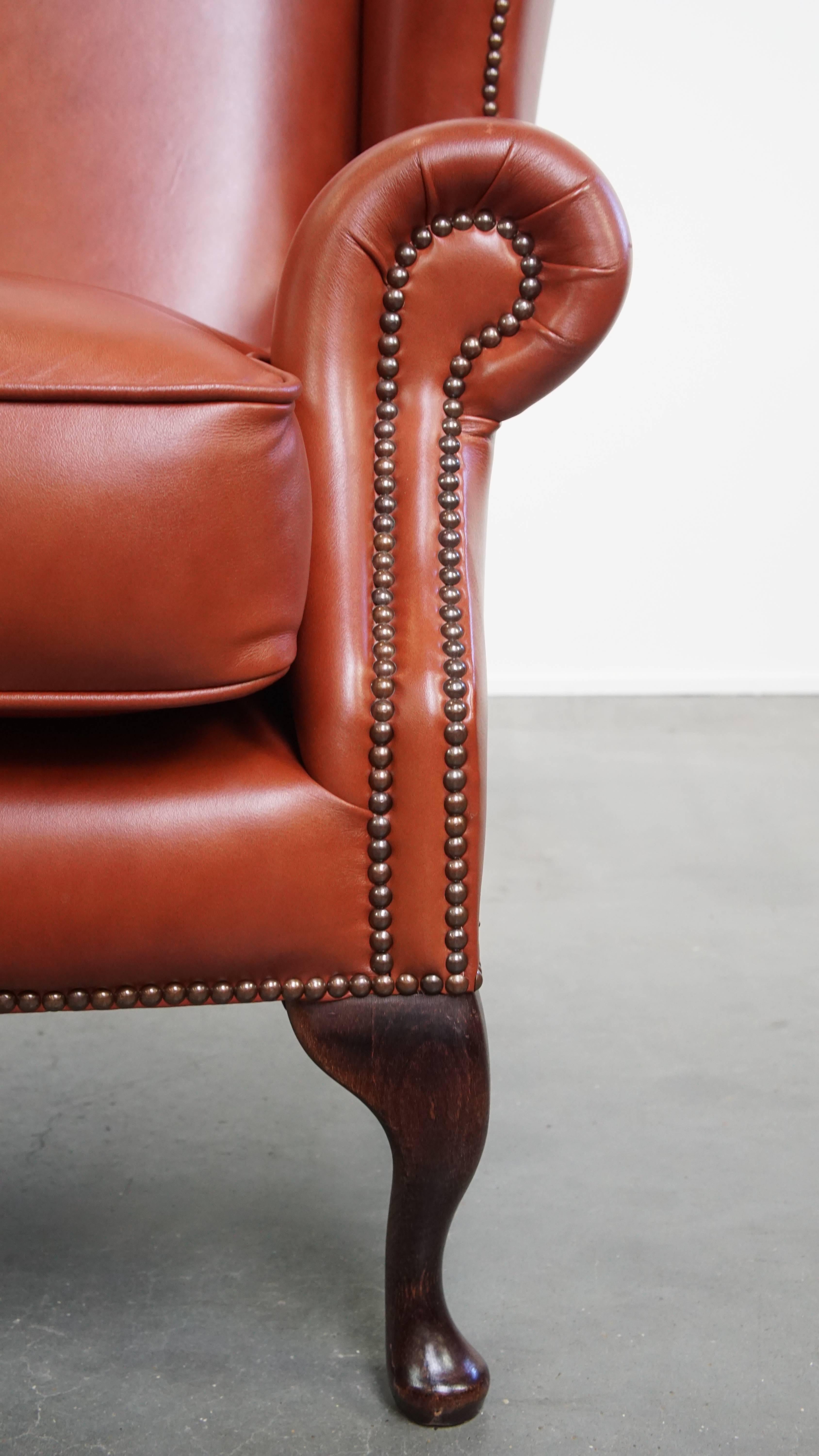 Sedia Chesterfield Wingback inglese in pelle di vacchetta in vendita 2
