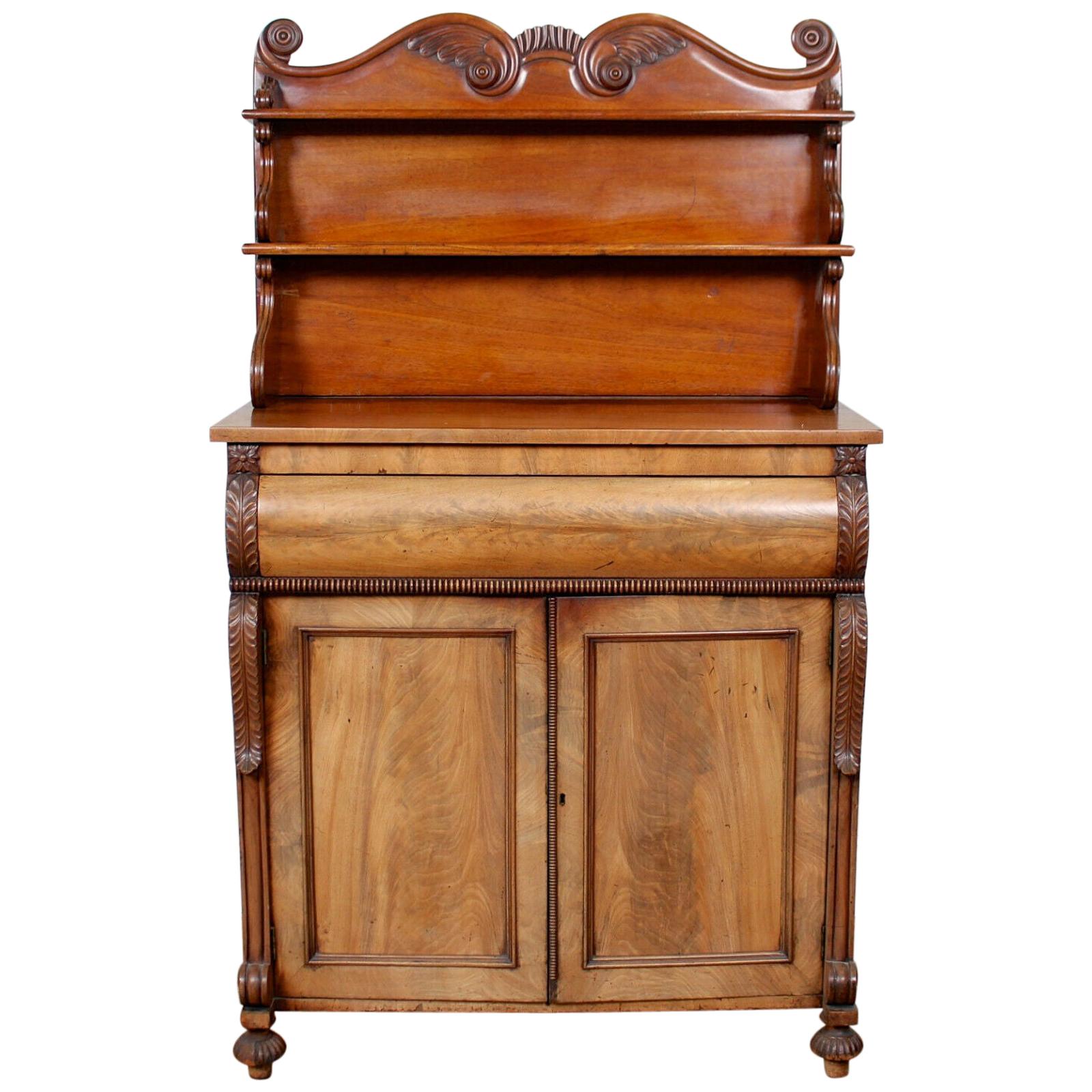 English Chiffonier Sideboard Cabinet Victorian 19th Century Mahogany For Sale