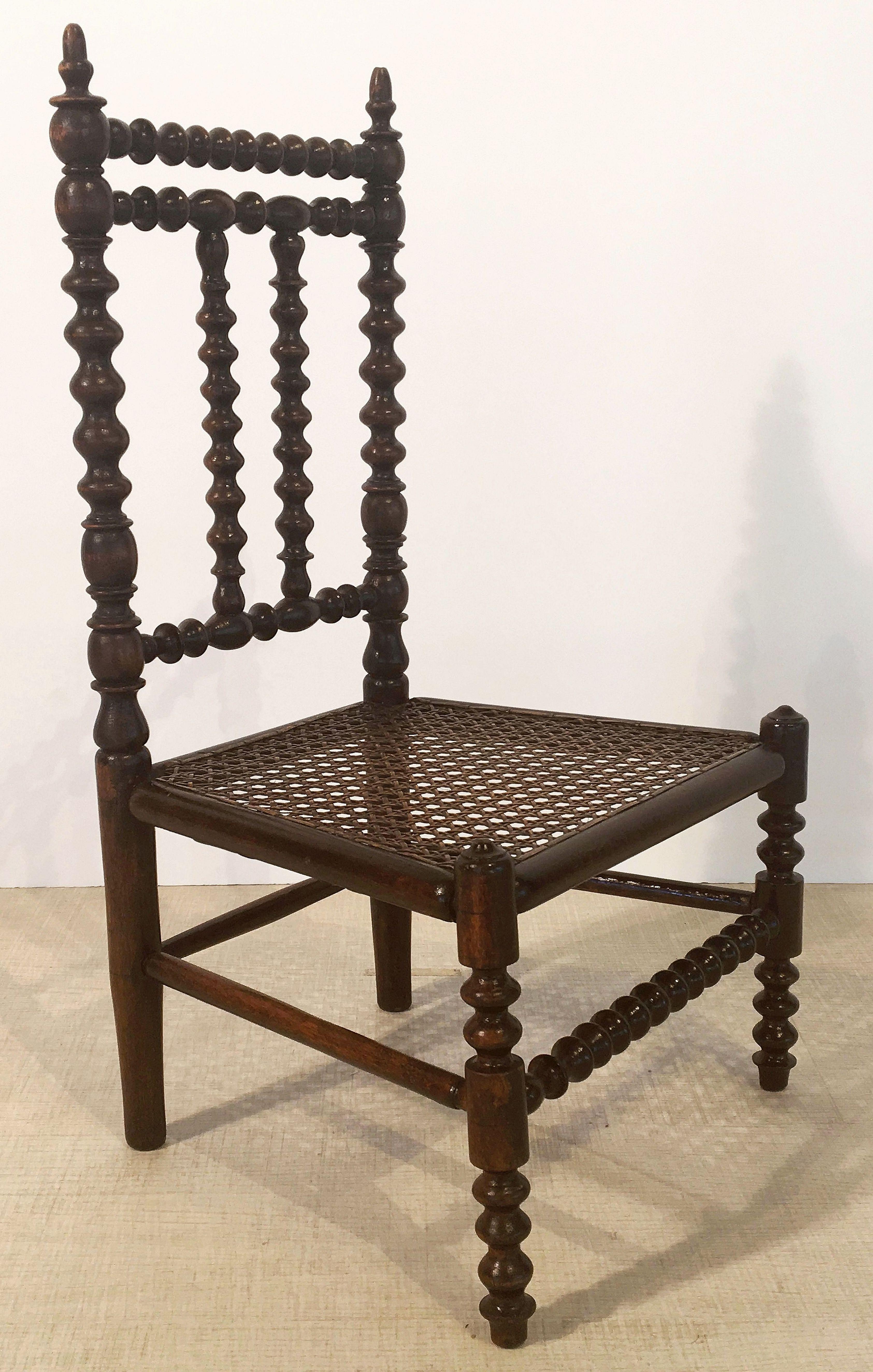 Victorian English Child's Caned and Bobbin Turn Chair