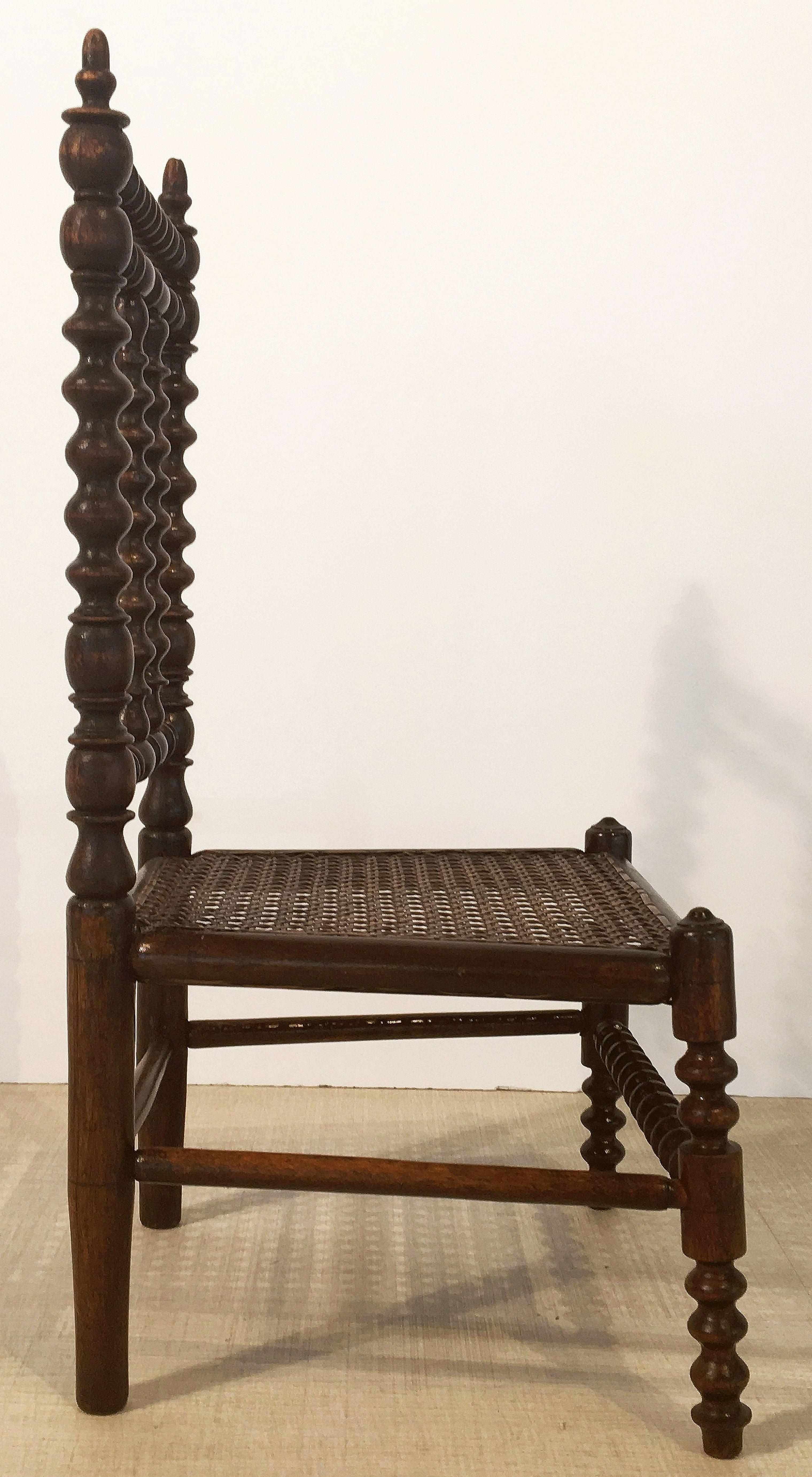 Turned English Child's Caned and Bobbin Turn Chair