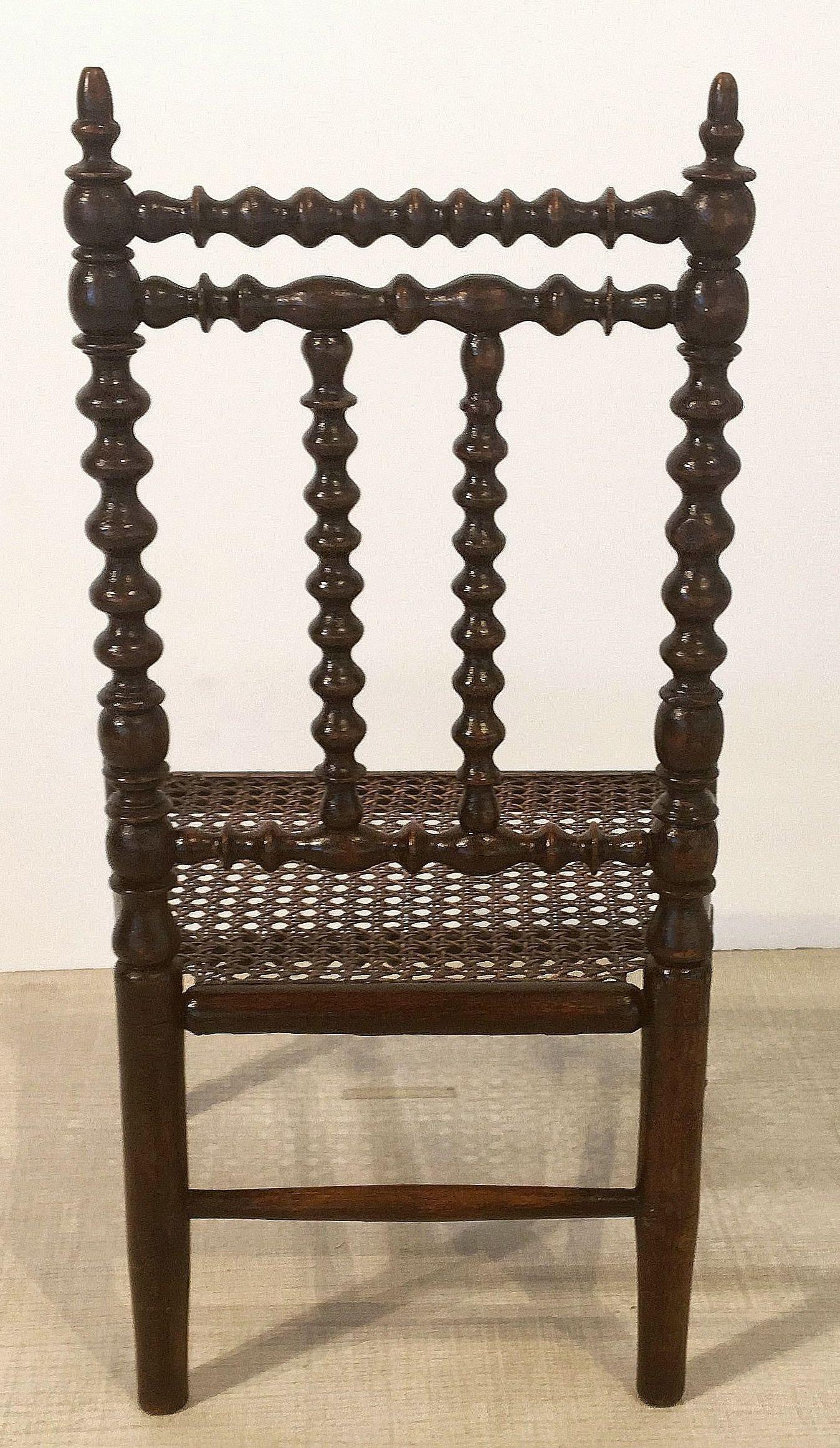 19th Century English Child's Caned and Bobbin Turn Chair