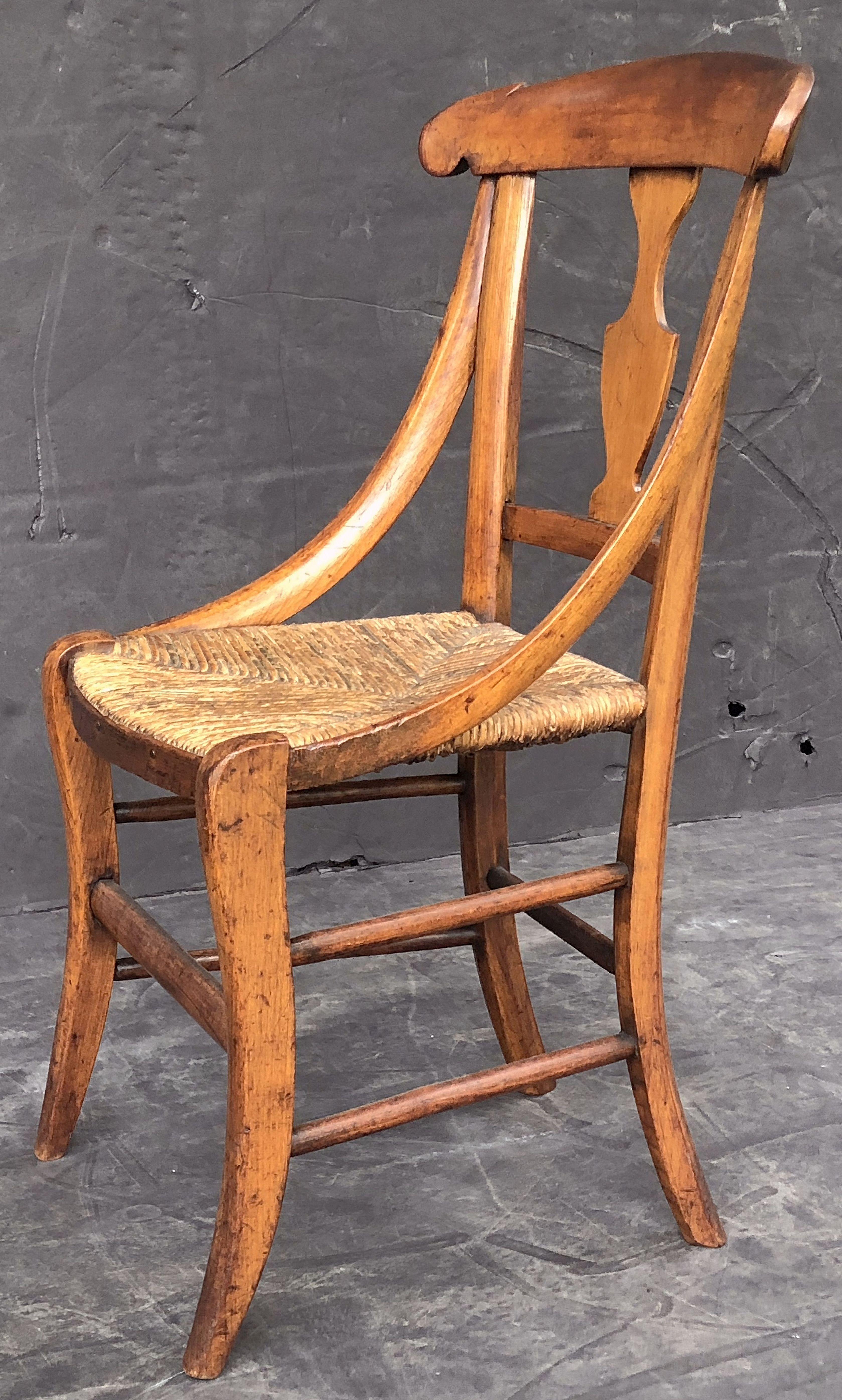 19th Century English Child's Chair with Rush Seat For Sale