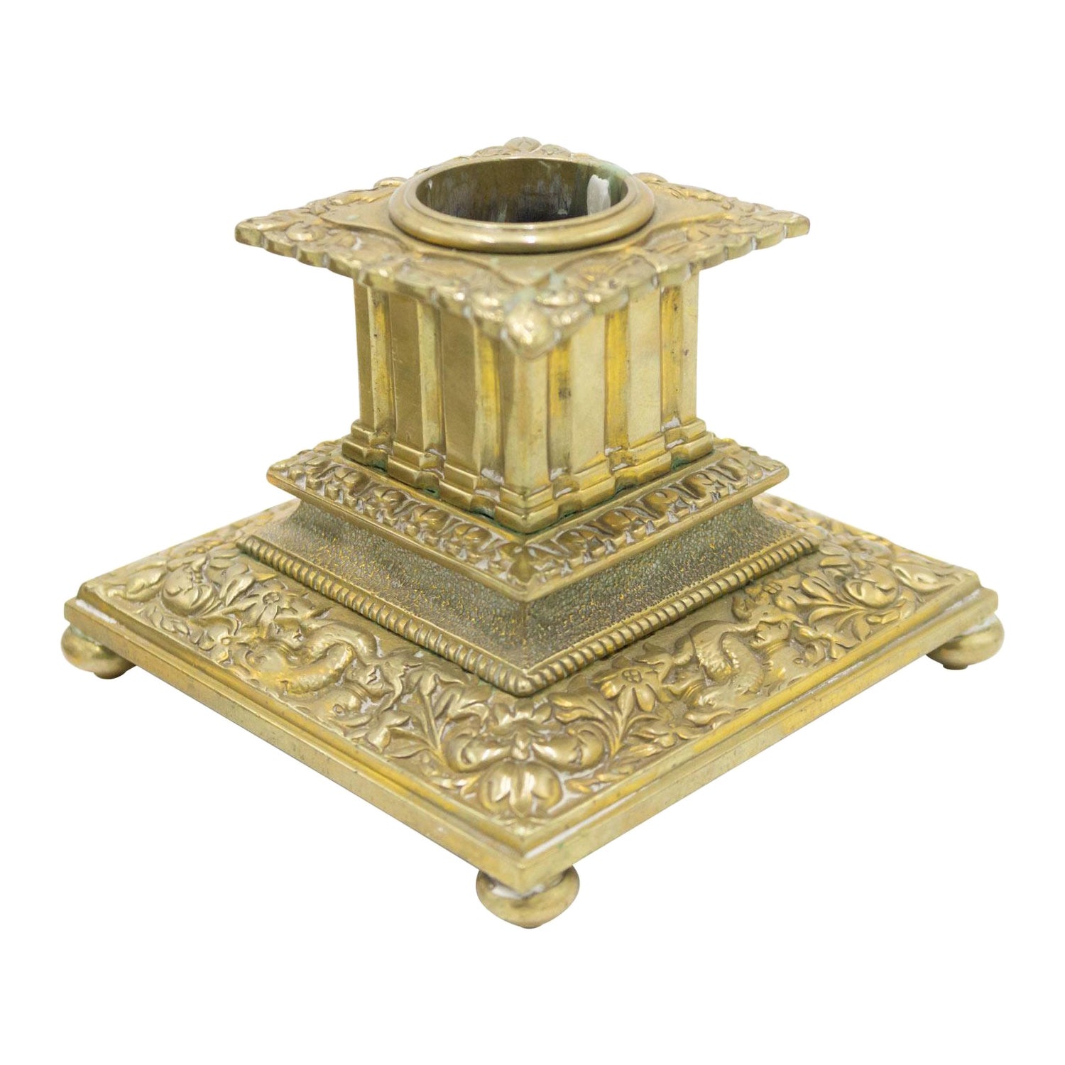 English Chinese Chippendale Brass Candlestick For Sale