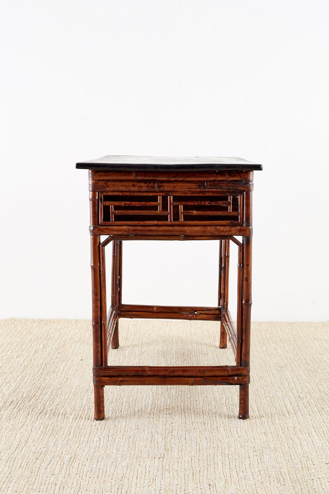 English Chinese Chippendale Chinoiserie Style Bamboo Table 9