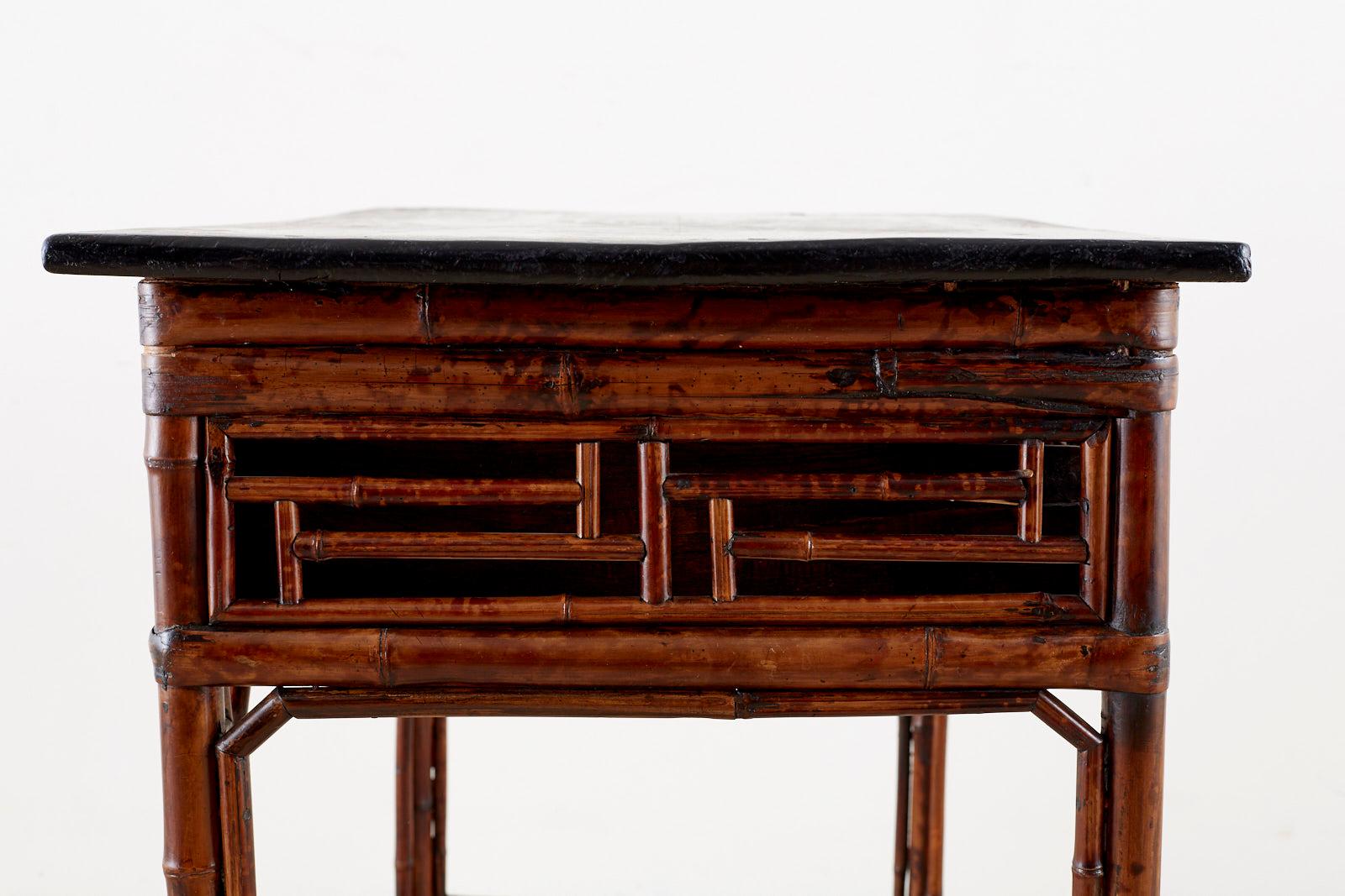 English Chinese Chippendale Chinoiserie Style Bamboo Table 10