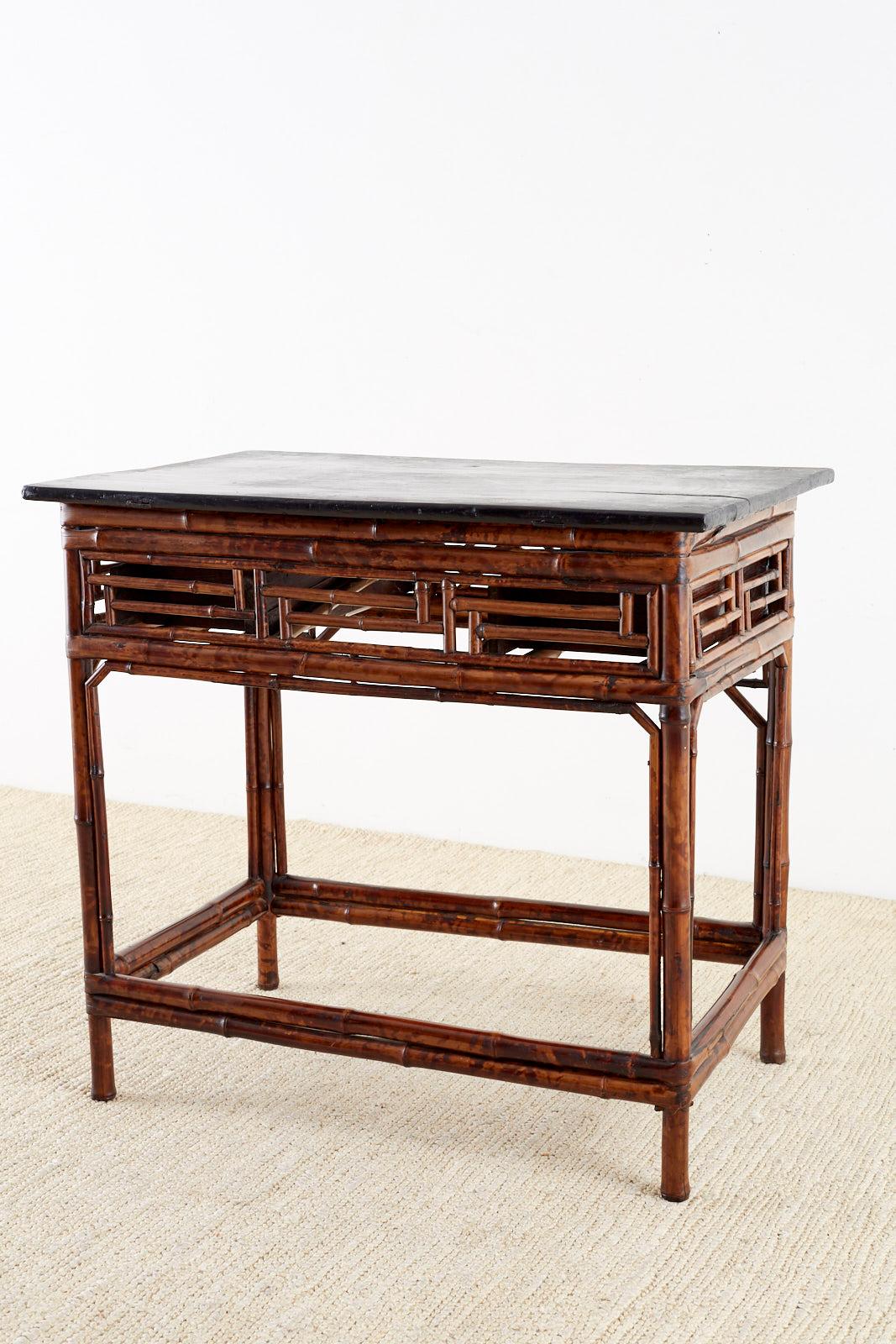 English Chinese Chippendale Chinoiserie Style Bamboo Table 11