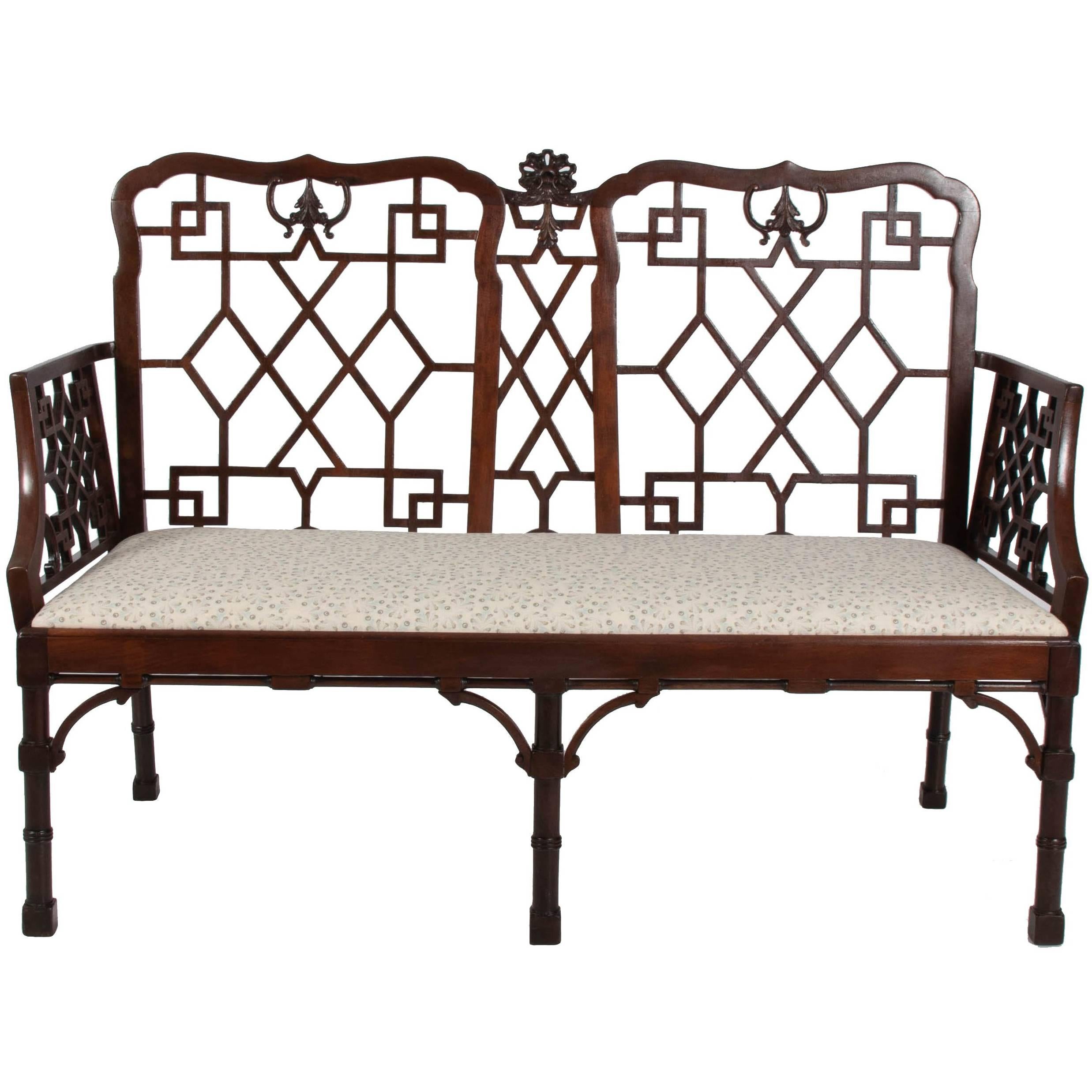 English Chinese Chippendale Mahogany Settee