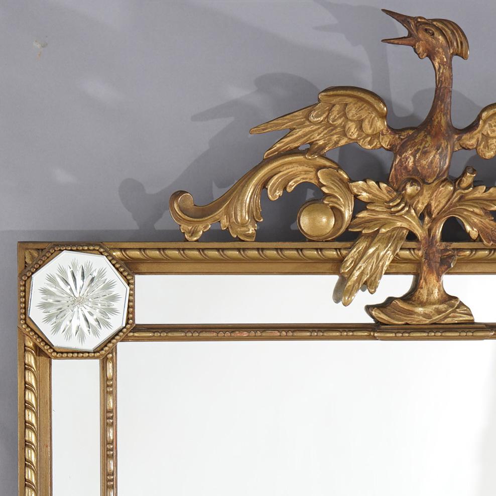 20th Century English Chinese Chippendale Regency Style Giltwood Parclose Wall Mirror C1920 For Sale