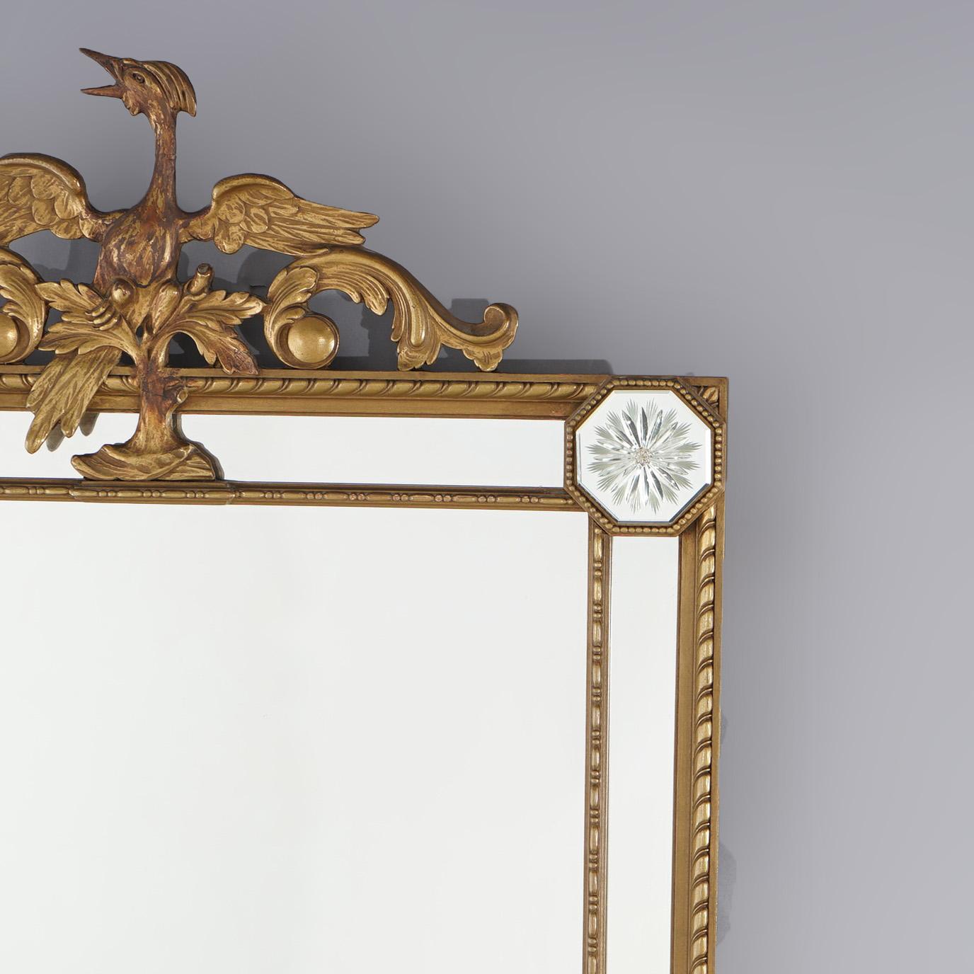 English Chinese Chippendale Regency Style Giltwood Parclose Wall Mirror C1920 For Sale 1