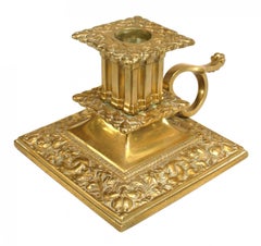 English Chinese Chippendale Style Brass Candlestick