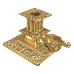English Chinese Chippendale Style Brass Candlestick