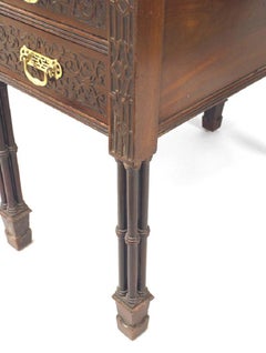 English Chinese Chippendale Style Mahogany Desk