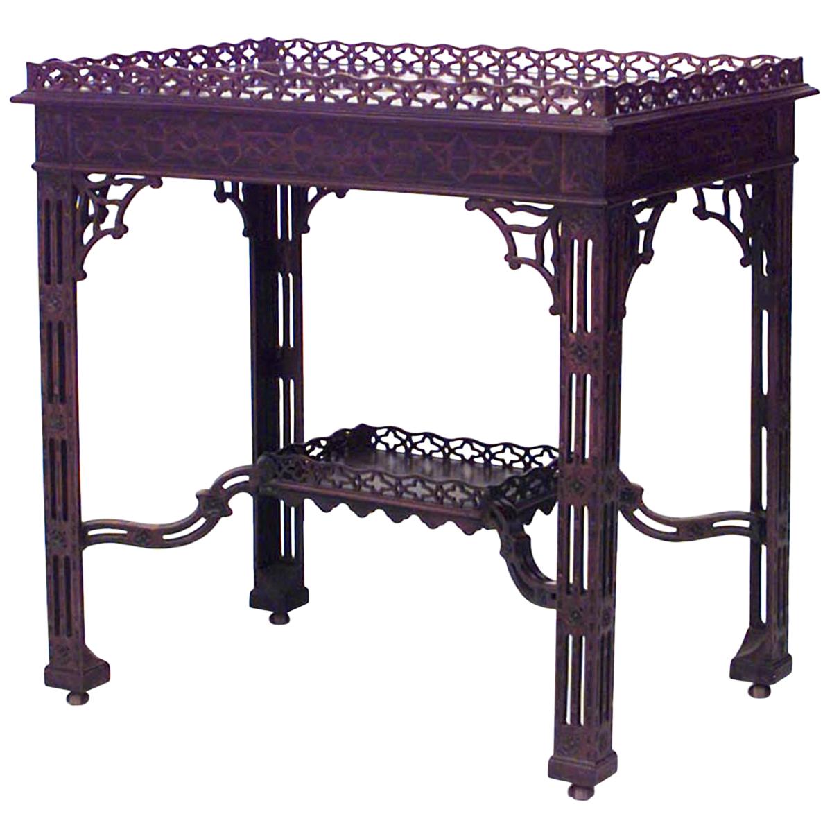 English Chinese Chippendale Mahogany Table For Sale