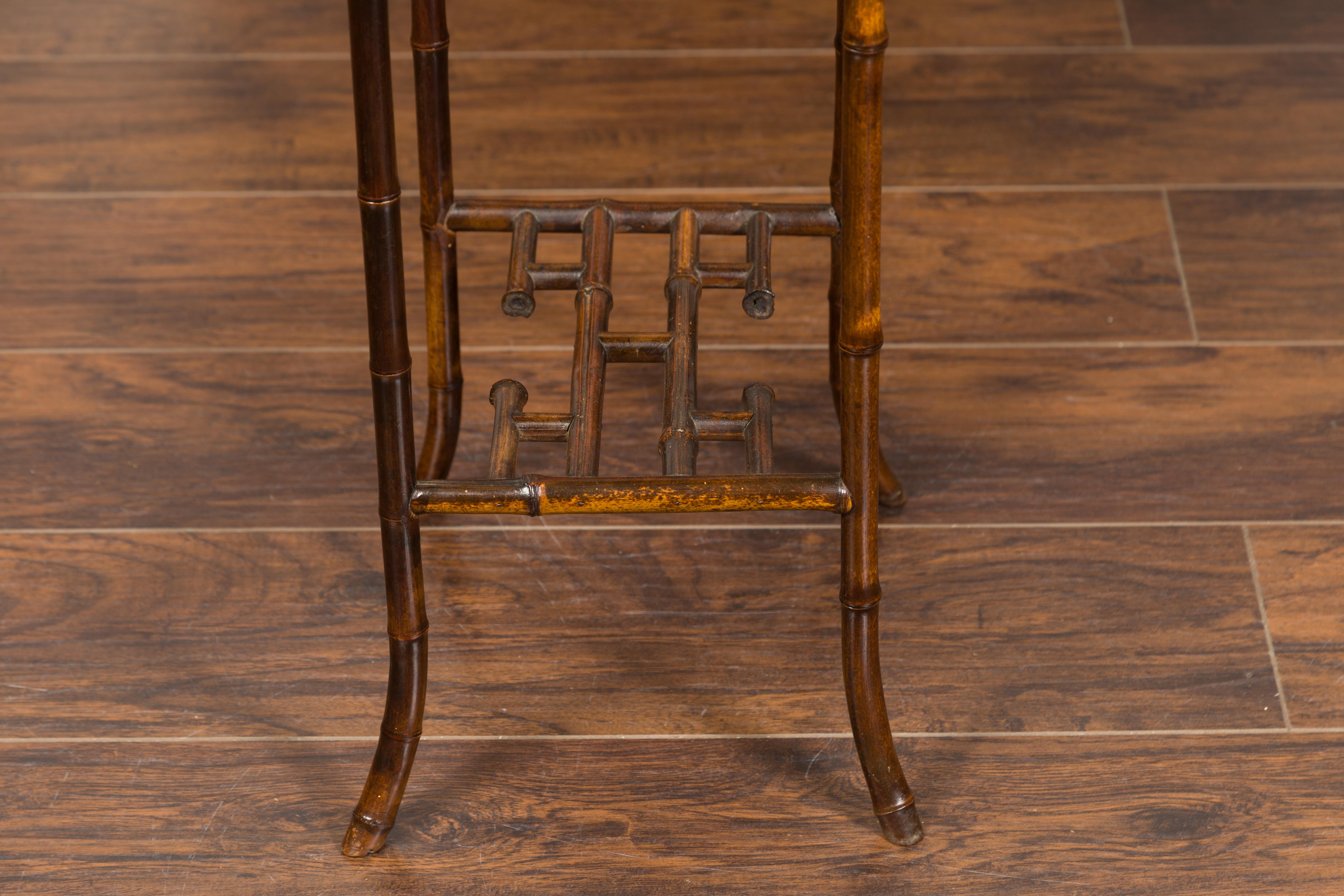 English Chinoiserie Bamboo and Black Lacquer Freestanding Shelf, circa 1900 15