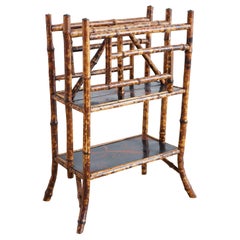 Antique English Chinoiserie Bamboo Canterbury Magazine Stand