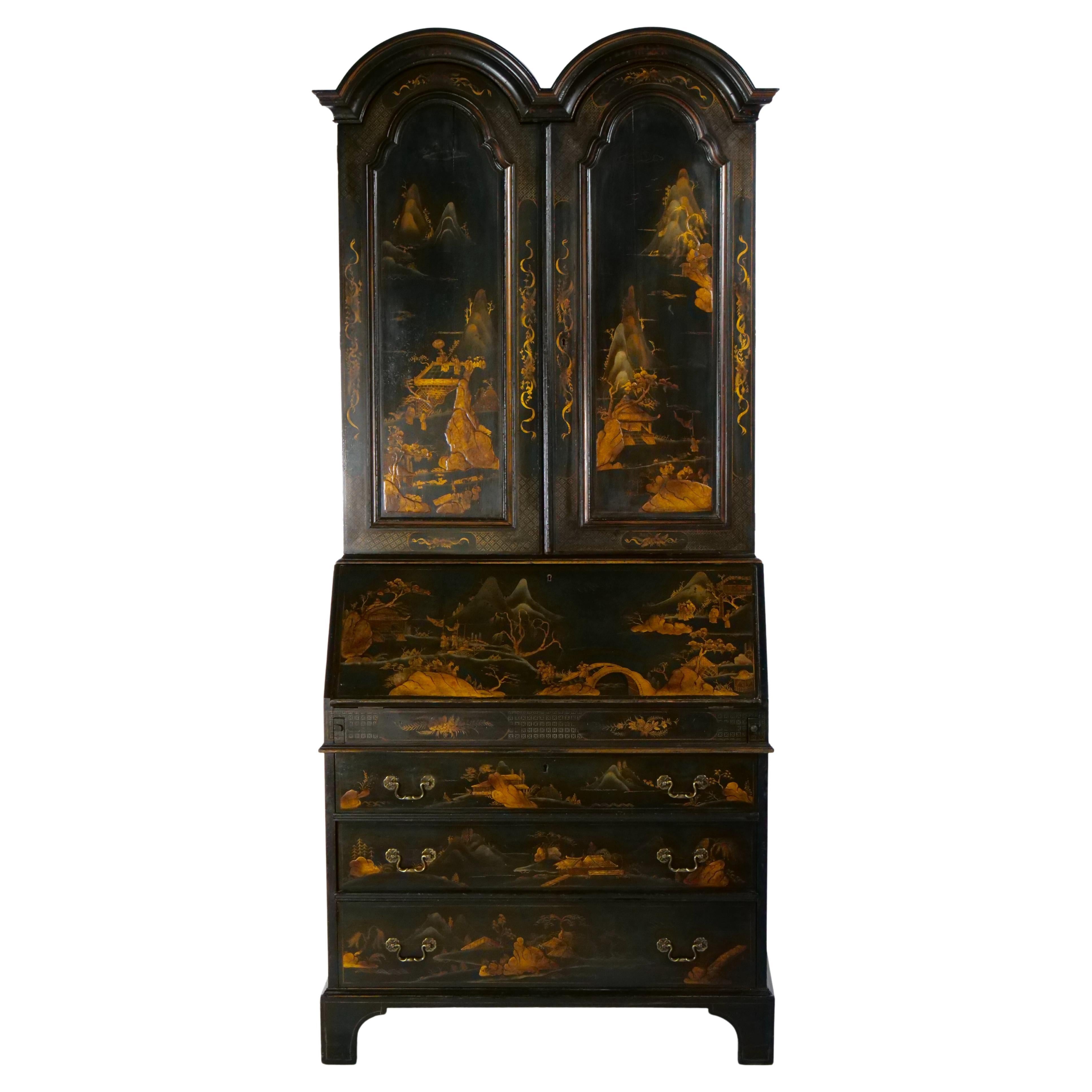 Black Lacquer Chinoiserie Secretary Bookcase at 1stDibs | chinoiserie ...