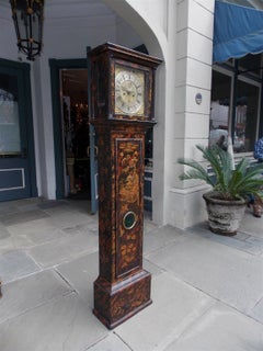 English Chinoiserie Black Lacquered Tall Case Clock, Maker J. Jackeman, C. 1680