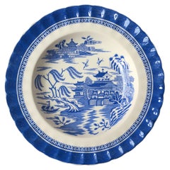 English Chinoiserie Blue and White Bowls Plates Copeland, Set of 3, Late 19th C