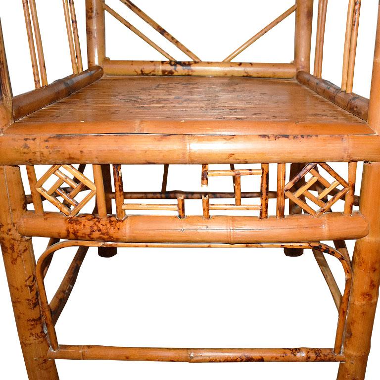 Englischer Chippendale-Sessel aus gebranntem Bambus im Chinoiserie-Stil im Angebot 4