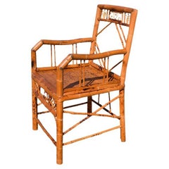 Englischer Chippendale-Sessel aus gebranntem Bambus im Chinoiserie-Stil