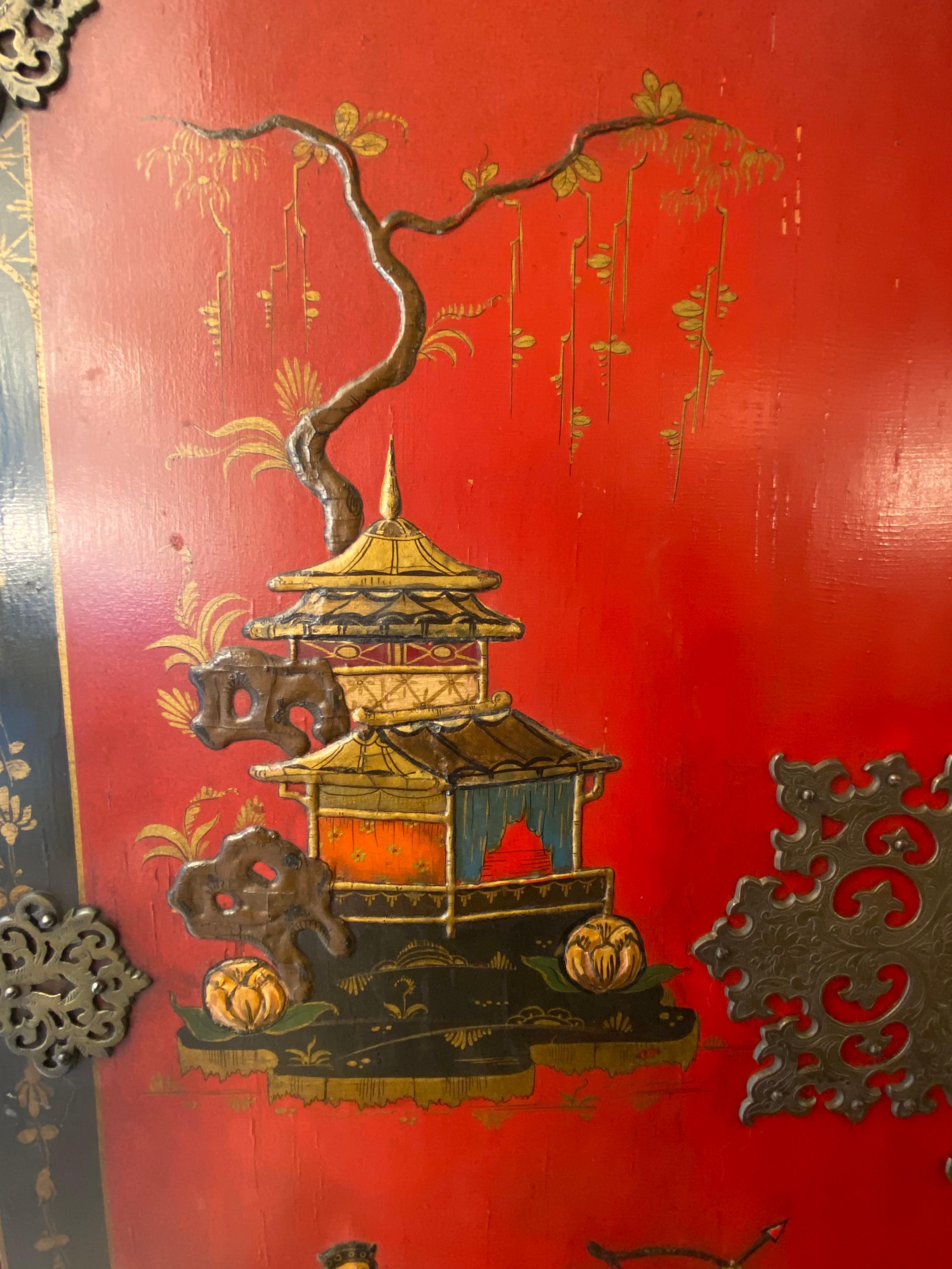 Wood English Chinoiserie Cabinet For Sale