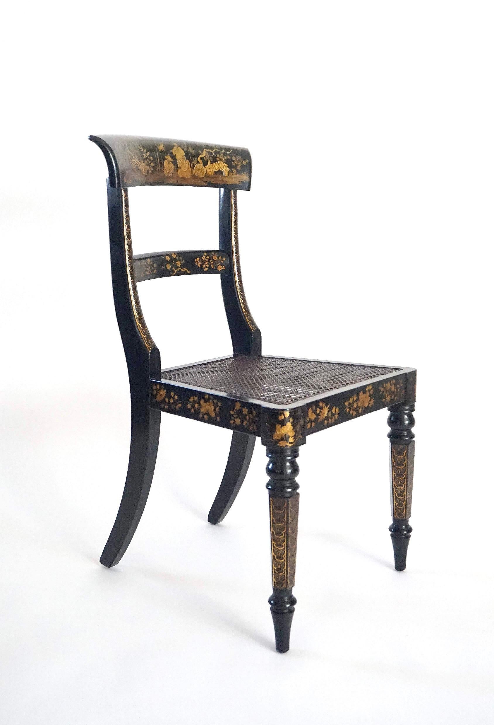 English Chinoiserie Chairs, Ex-Garvan Collection Yale University, circa 1835 For Sale 4