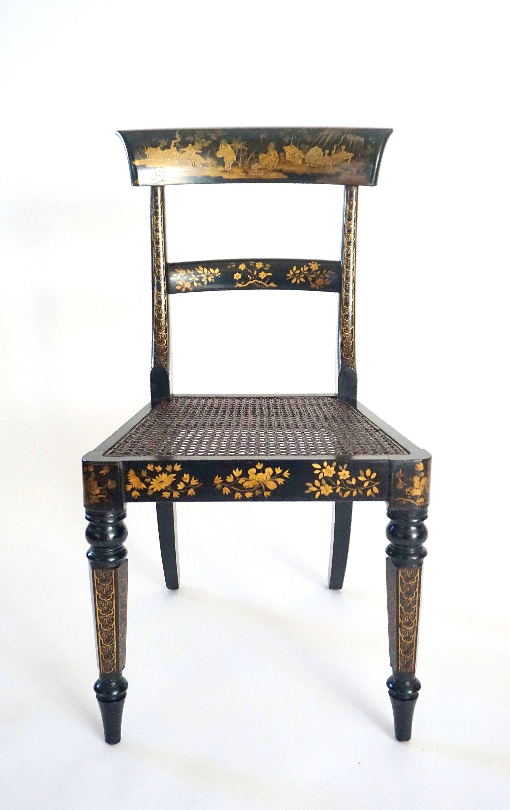 English Chinoiserie Chairs, Ex-Garvan Collection Yale University, circa 1835 For Sale 5