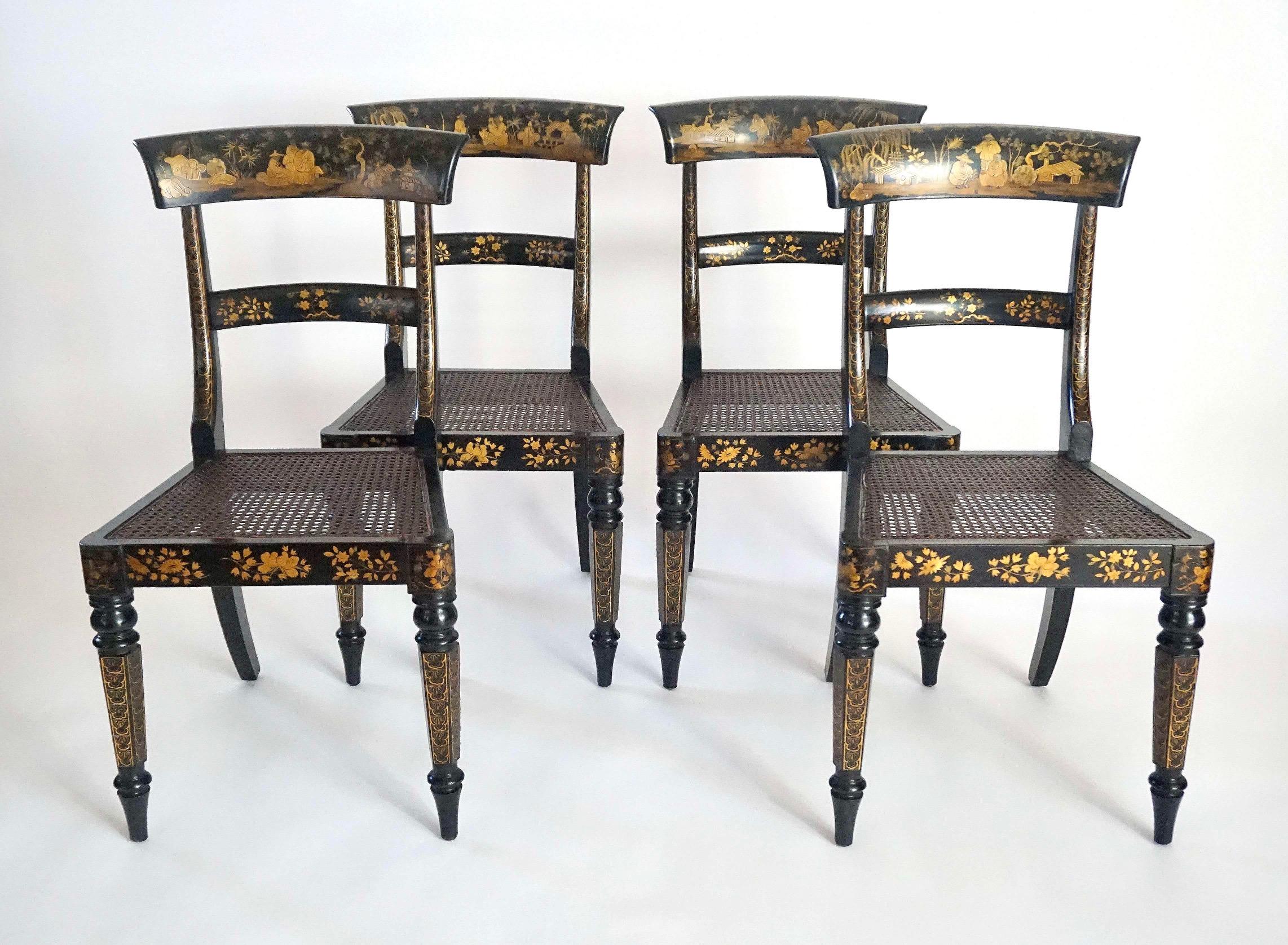 English Chinoiserie Chairs, Ex-Garvan Collection Yale University, circa 1835 For Sale 9