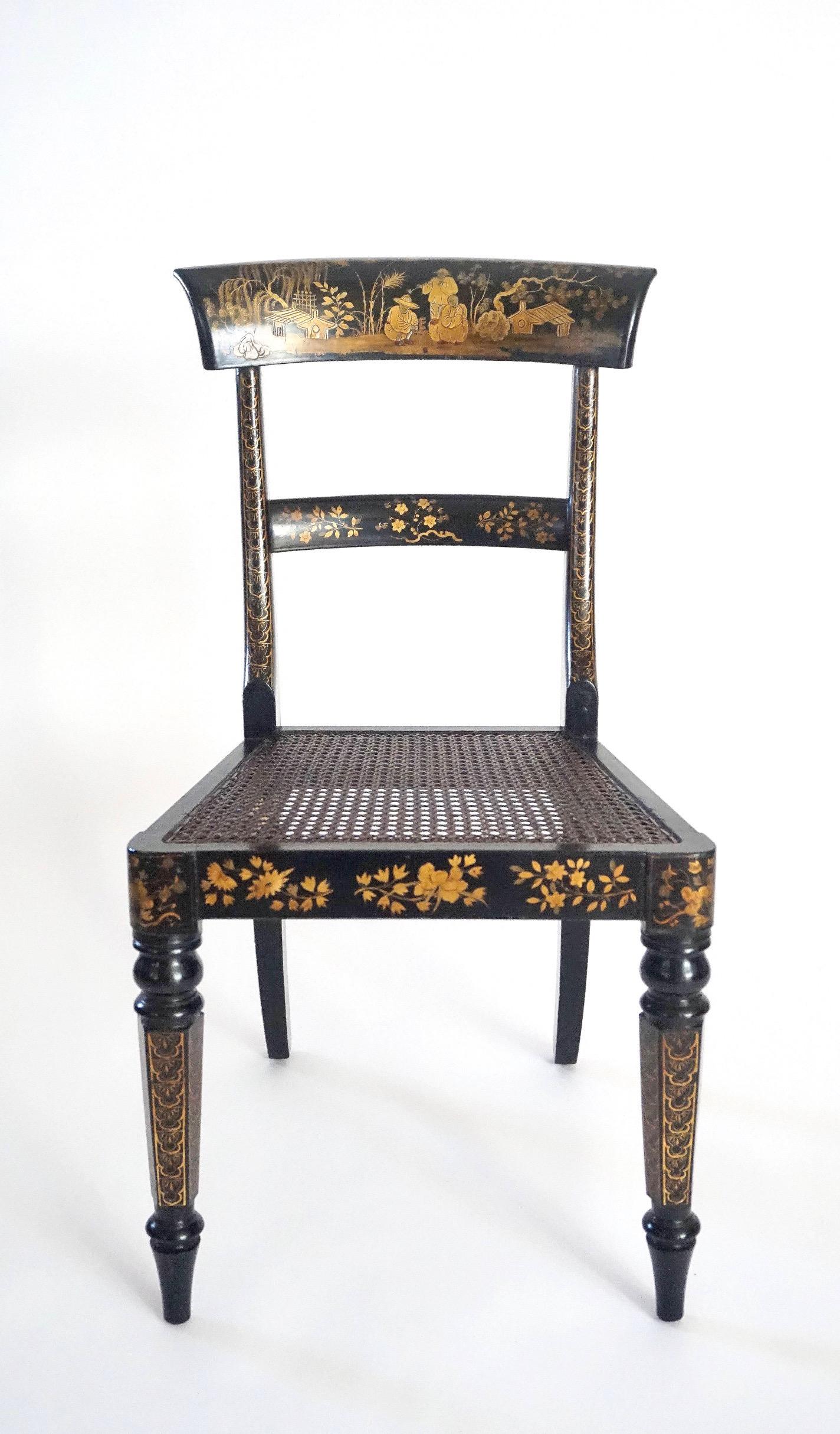 English Chinoiserie Chairs, Ex-Garvan Collection Yale University, circa 1835 In Good Condition For Sale In Kinderhook, NY
