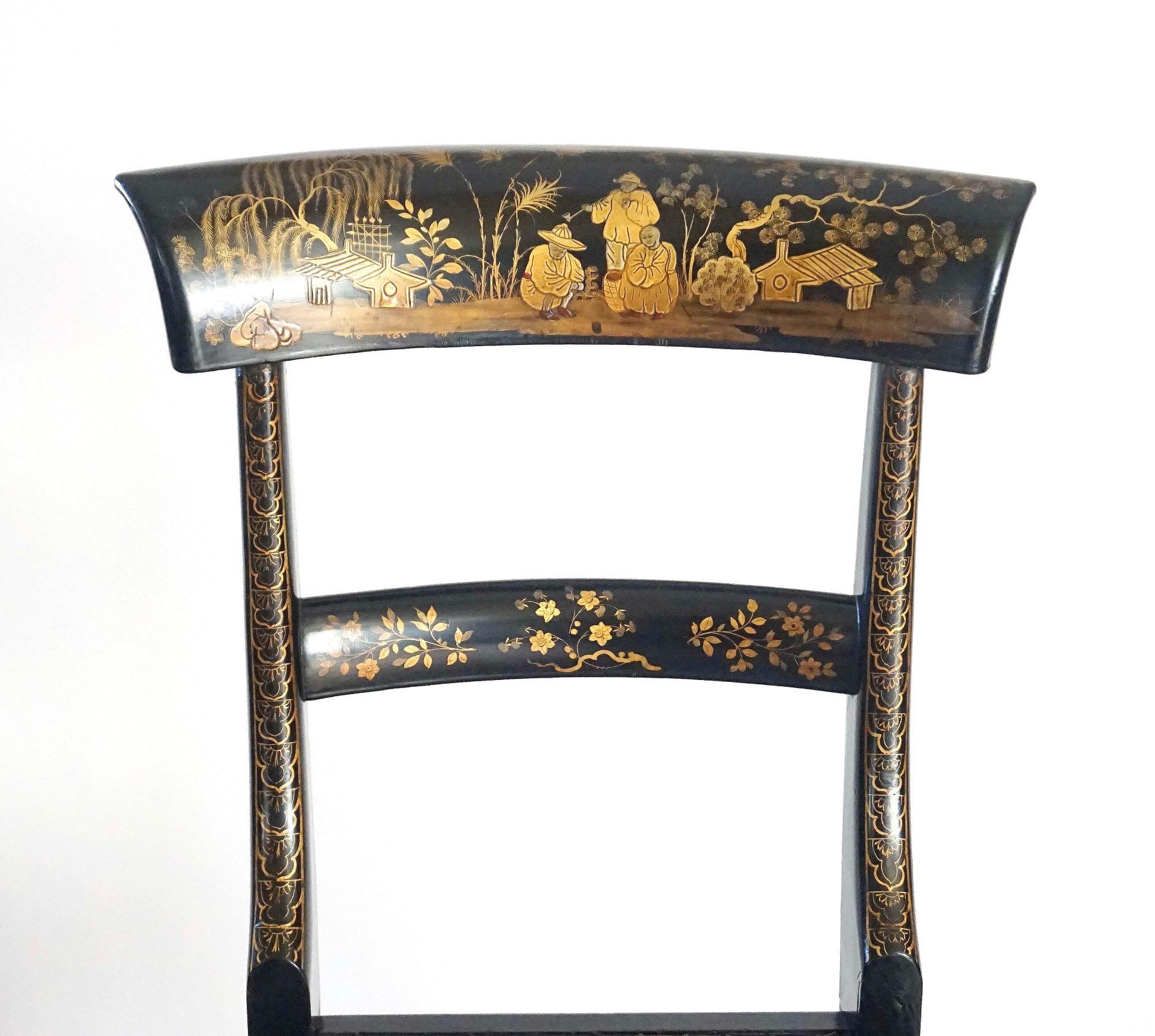 19th Century English Chinoiserie Chairs, Ex-Garvan Collection Yale University, circa 1835 For Sale